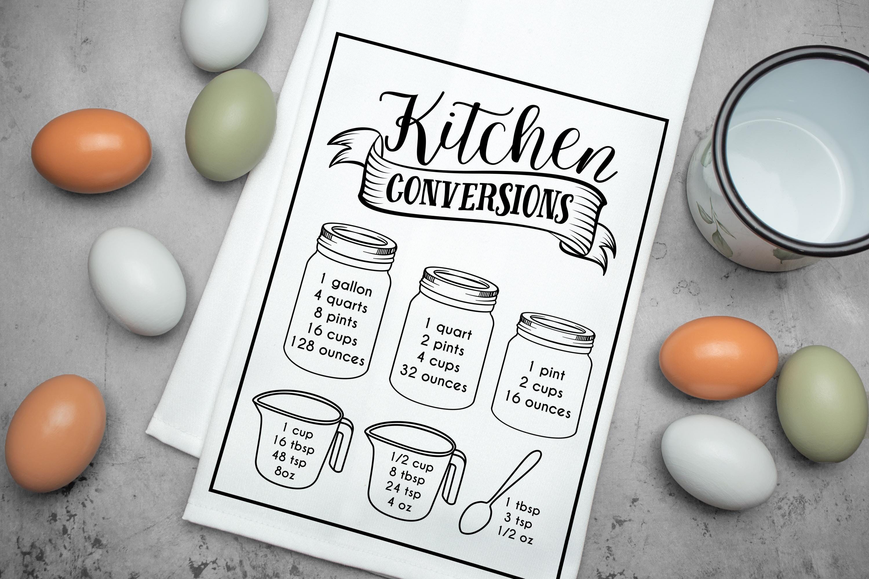 Kitchen Conversions Tea Towel, Funny Kitchen Towel, Dish Towels, Hanging Kitchen Towels, Hand Towel, Gift for mom, Gift for home