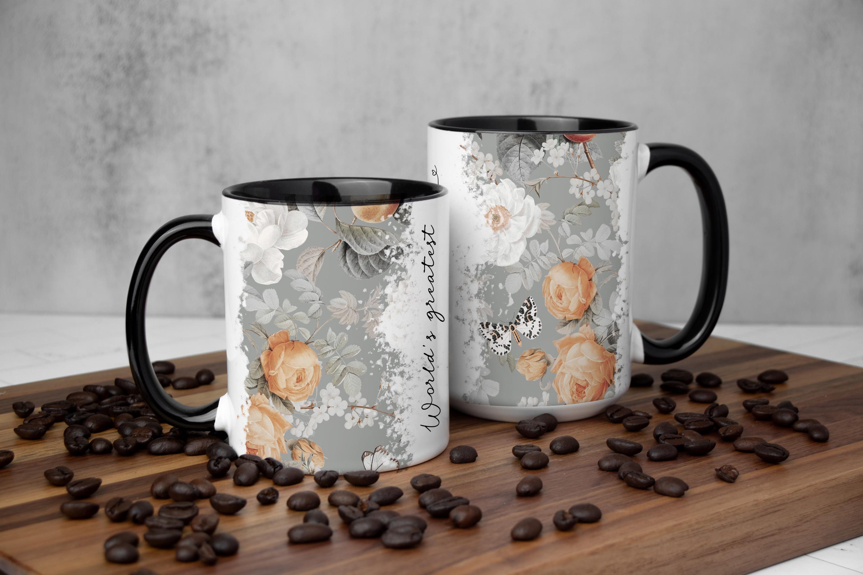 World’s Greatest Mom Mug with Gift Box – Personalized Coffee Mug with Kids’ Names, Floral Mother’s Day Gift, Birthday Gift for Mom