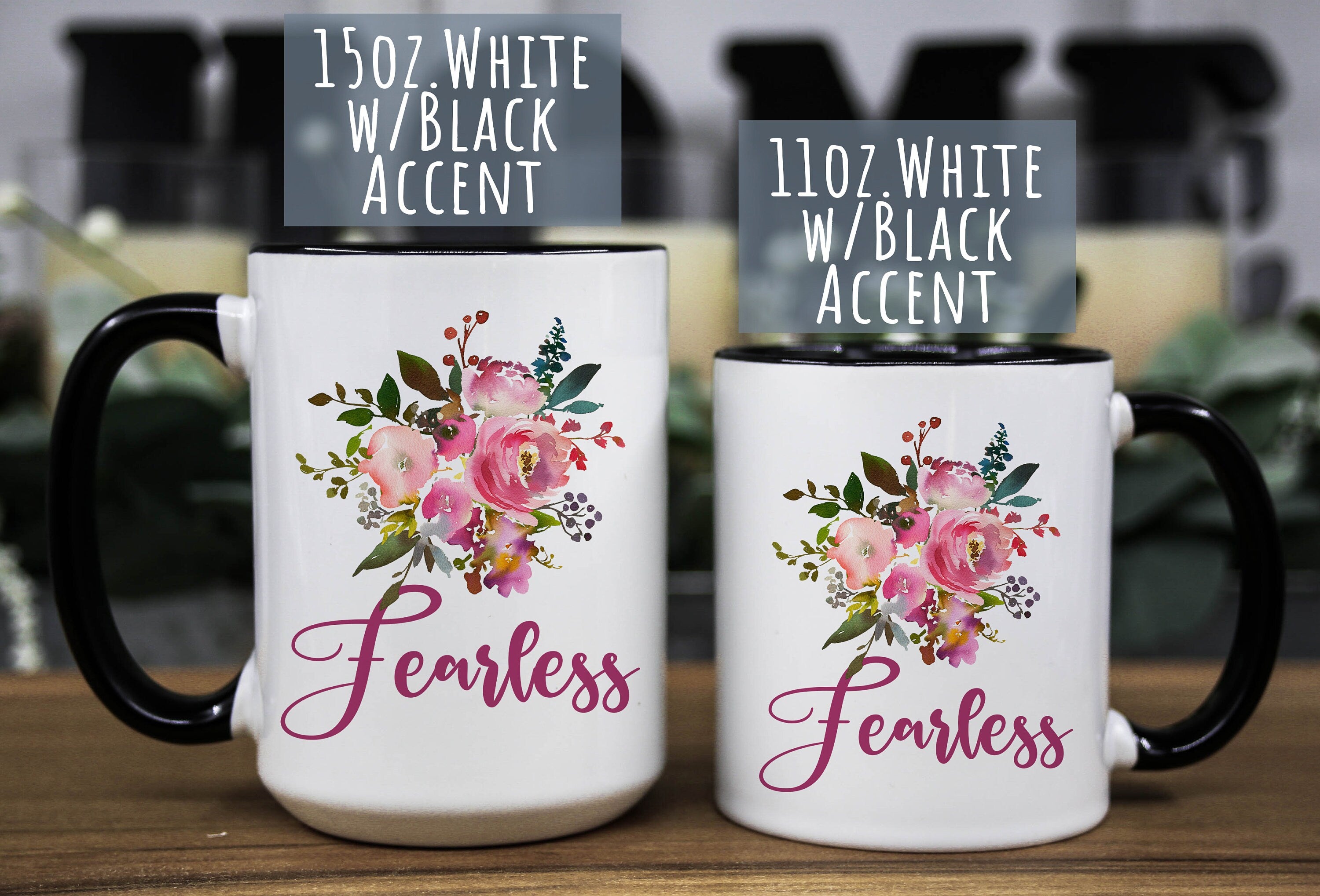 Fearless Floral Coffee Mug: Inspirational Religious Gift, Multiple Sizes & Colors Available (Gift Box Included)