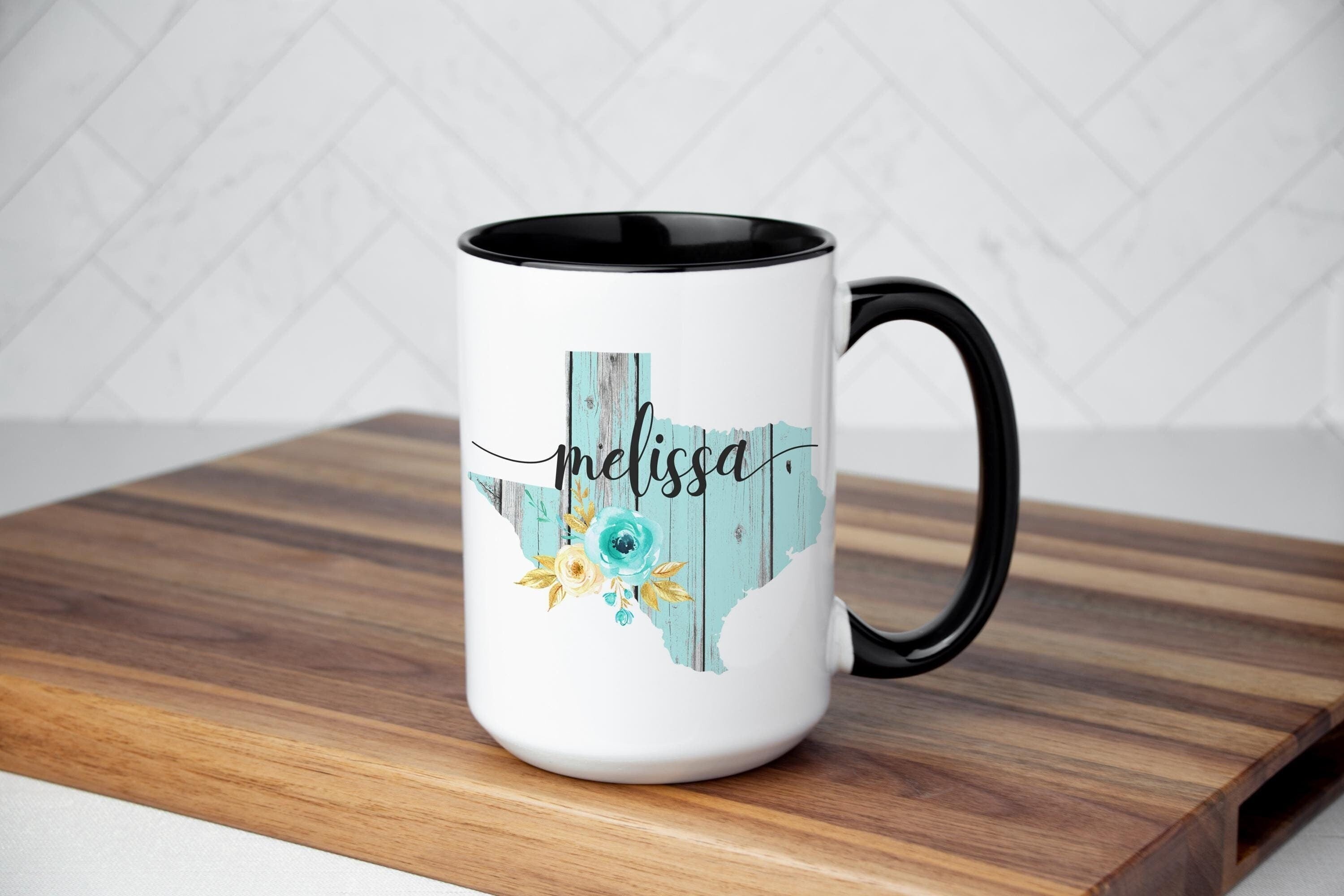 Personalized Texas Floral Coffee Mug: Custom Name Gift