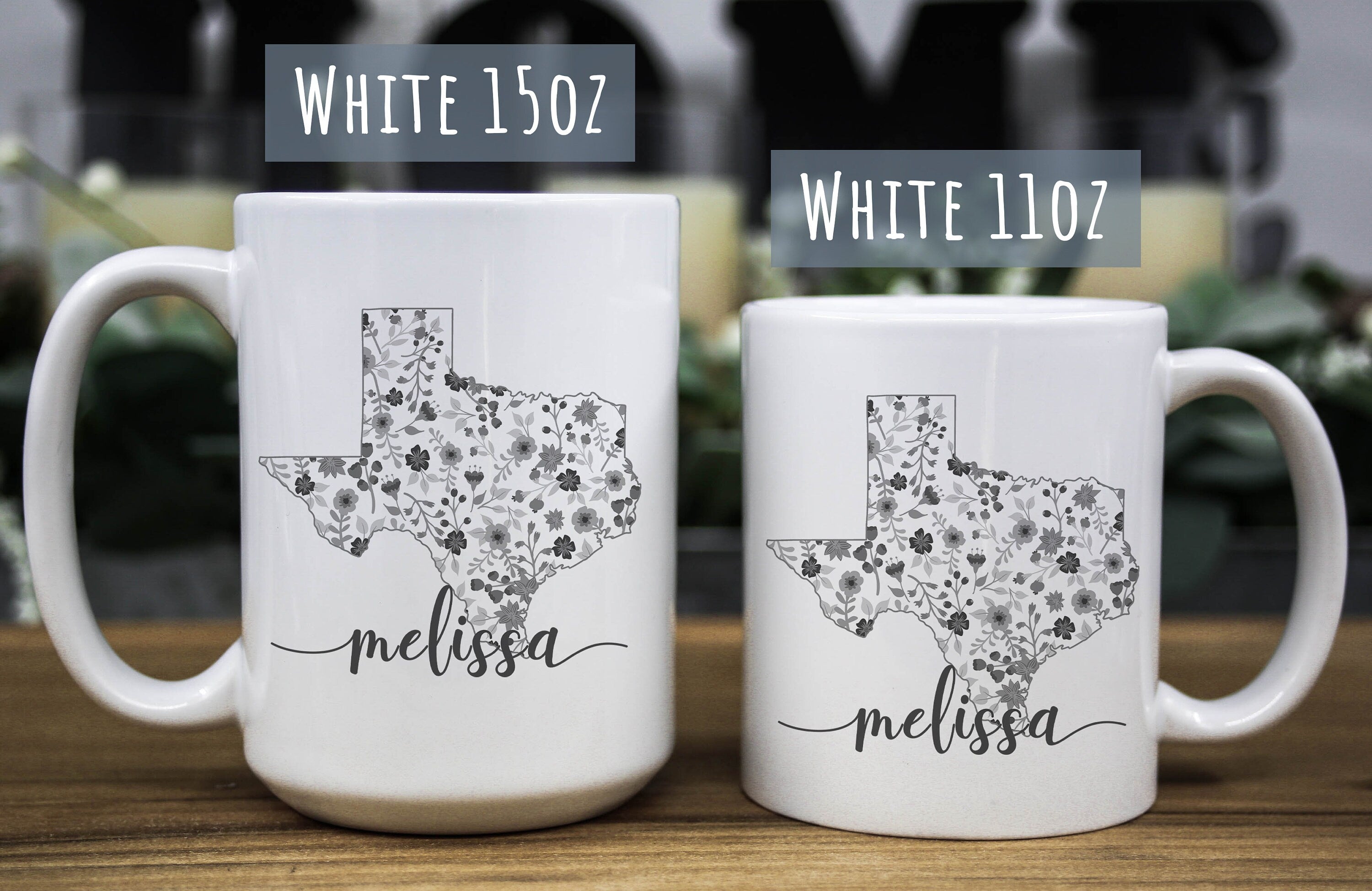 Personalized Texas Mug: Floral State Design, Texan Gift, Multiple Sizes & Colors Available