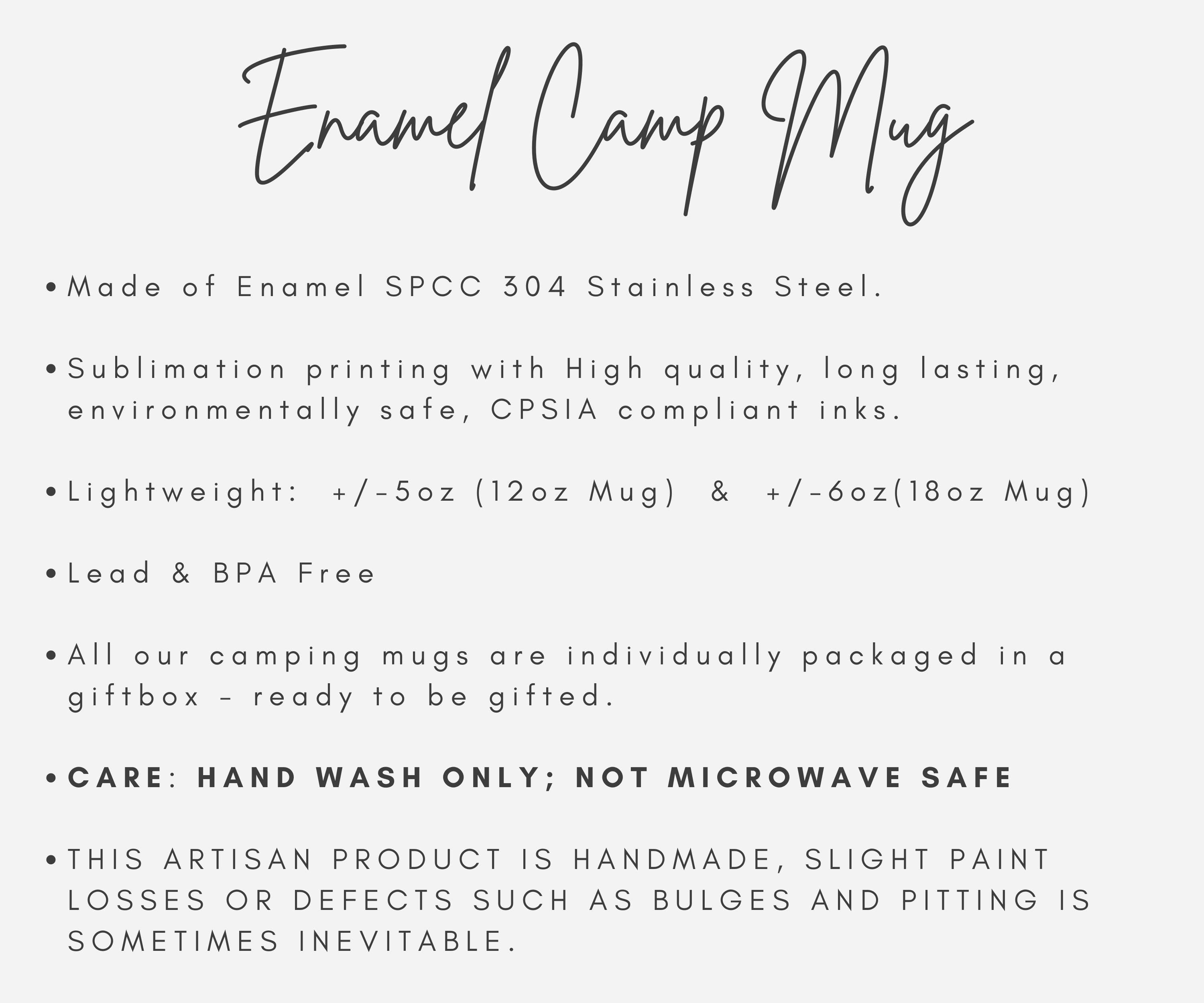 Enamel Camping Mug: Caravan Glamping Travel Mug, Multiple Sizes & Colors Available (Gift Box Included)