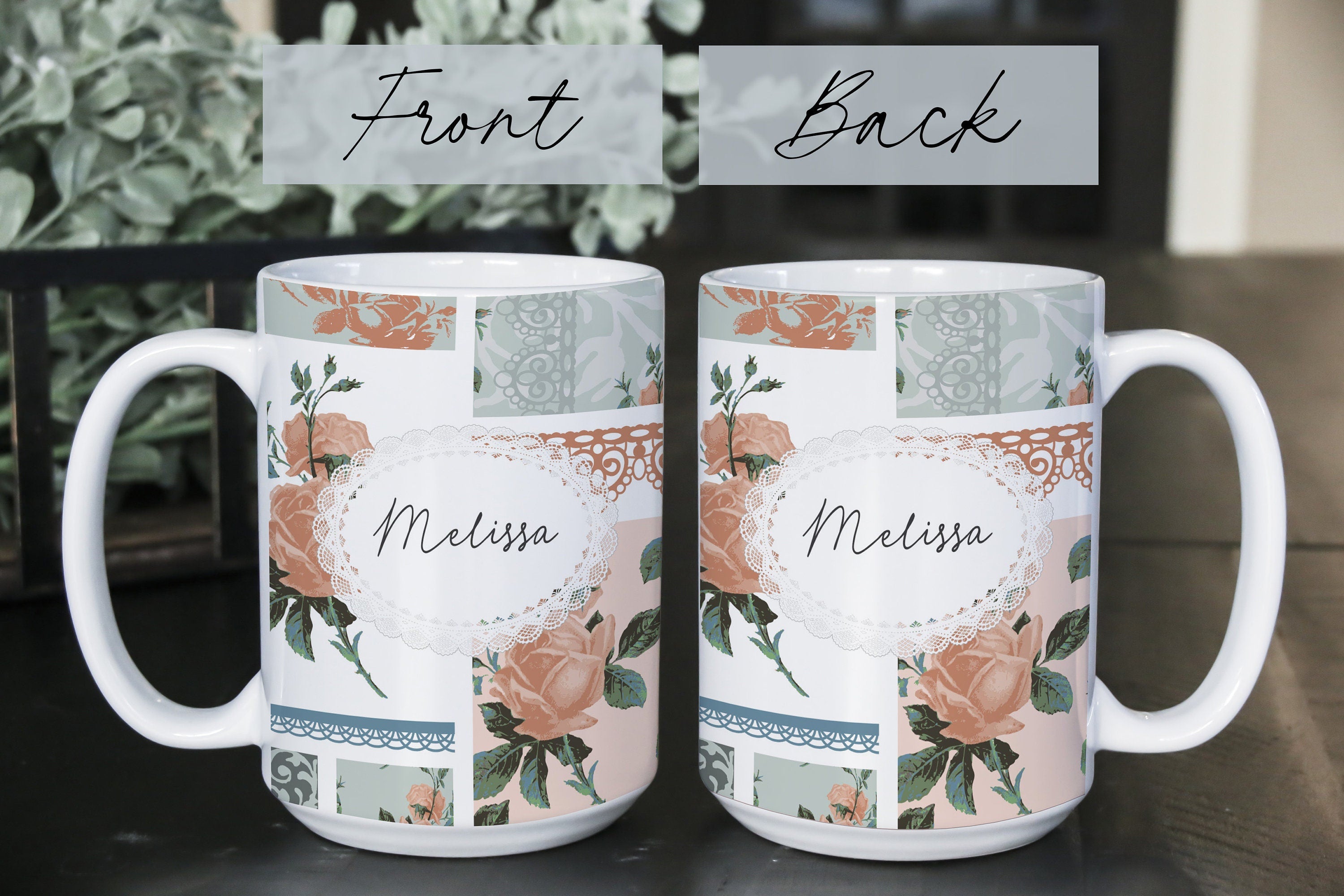 Personalized Quilter Mug: Floral Sewing Design, Custom Name Coffee Mug