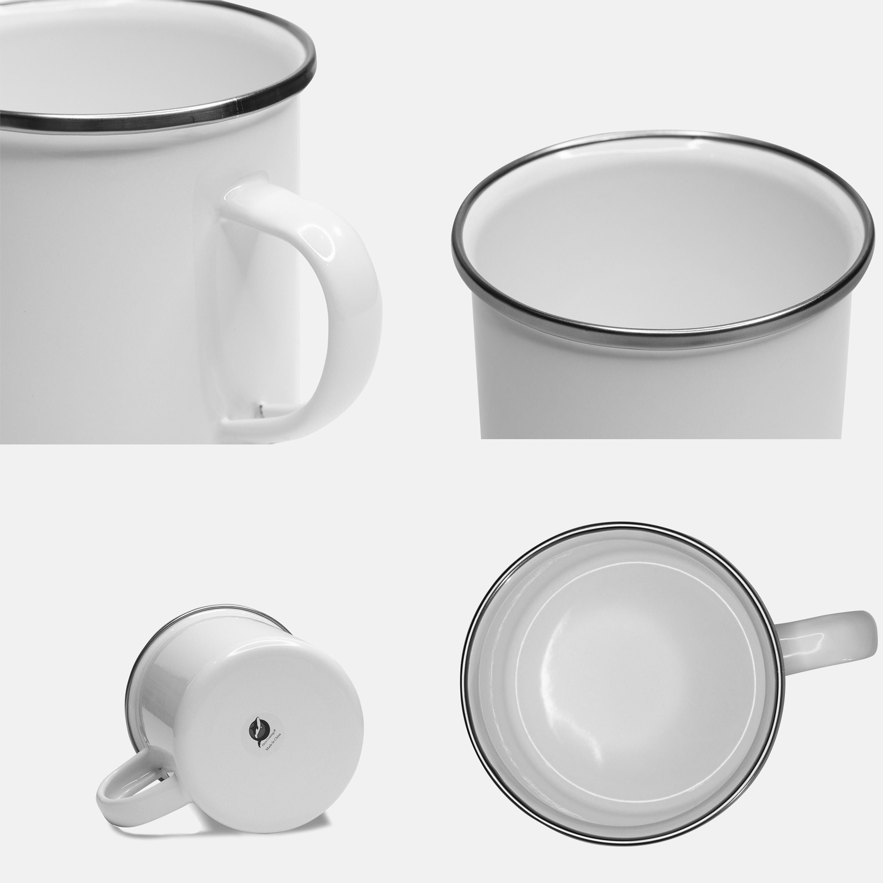 Personalized Enamel Camp Mug: Green Hues Monogram, Multiple Sizes & Colors Available (Gift Box Included)