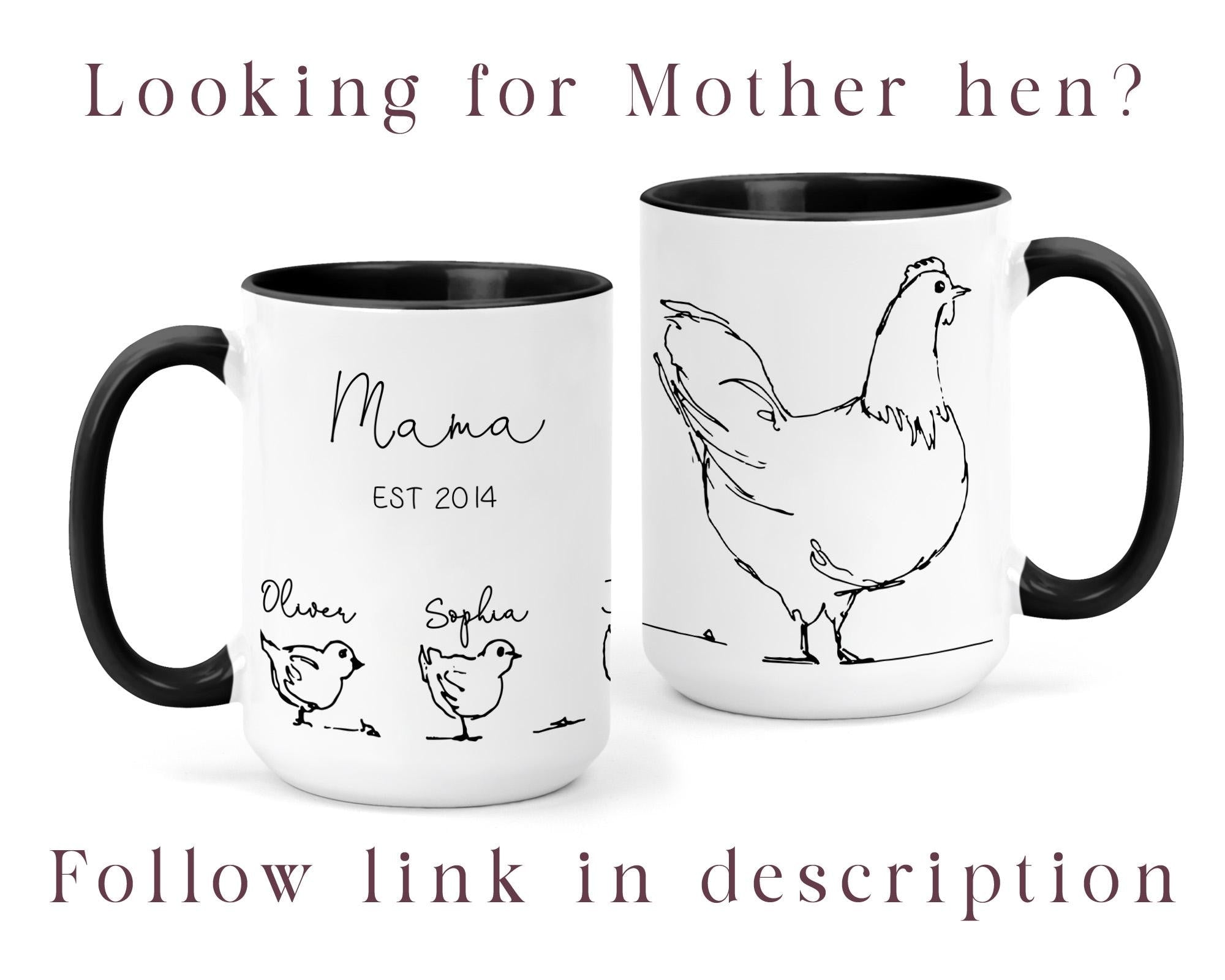 Dad and kids Rooster Mug, Special Father's Day gift with giftbox included, Perfect Personalized Gift for him, Line Art Chicken Grandpa Mug