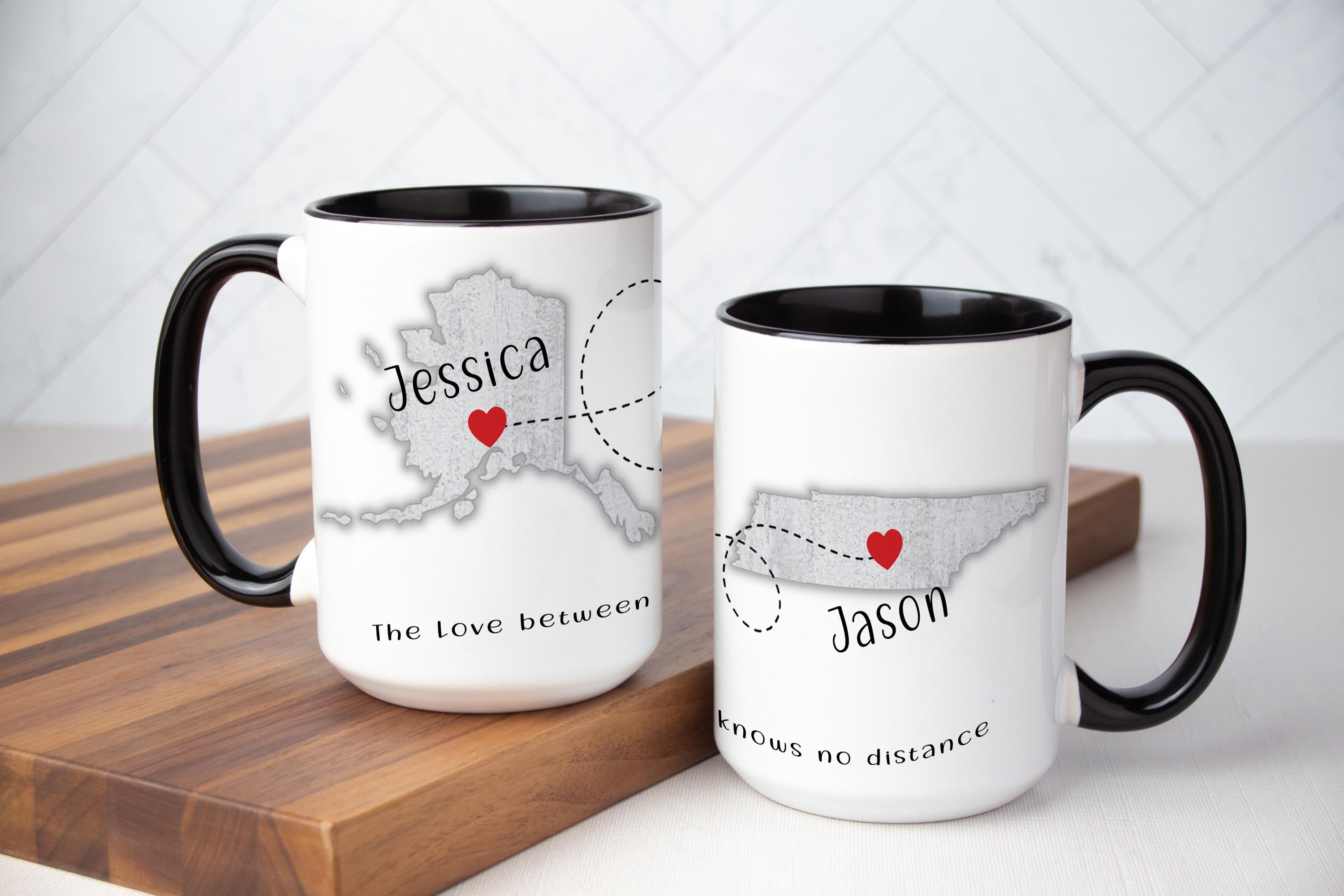Personalized State Mug: Long Distance Relationship Gift, Multiple Sizes & Colors Available (Gift Box Included)