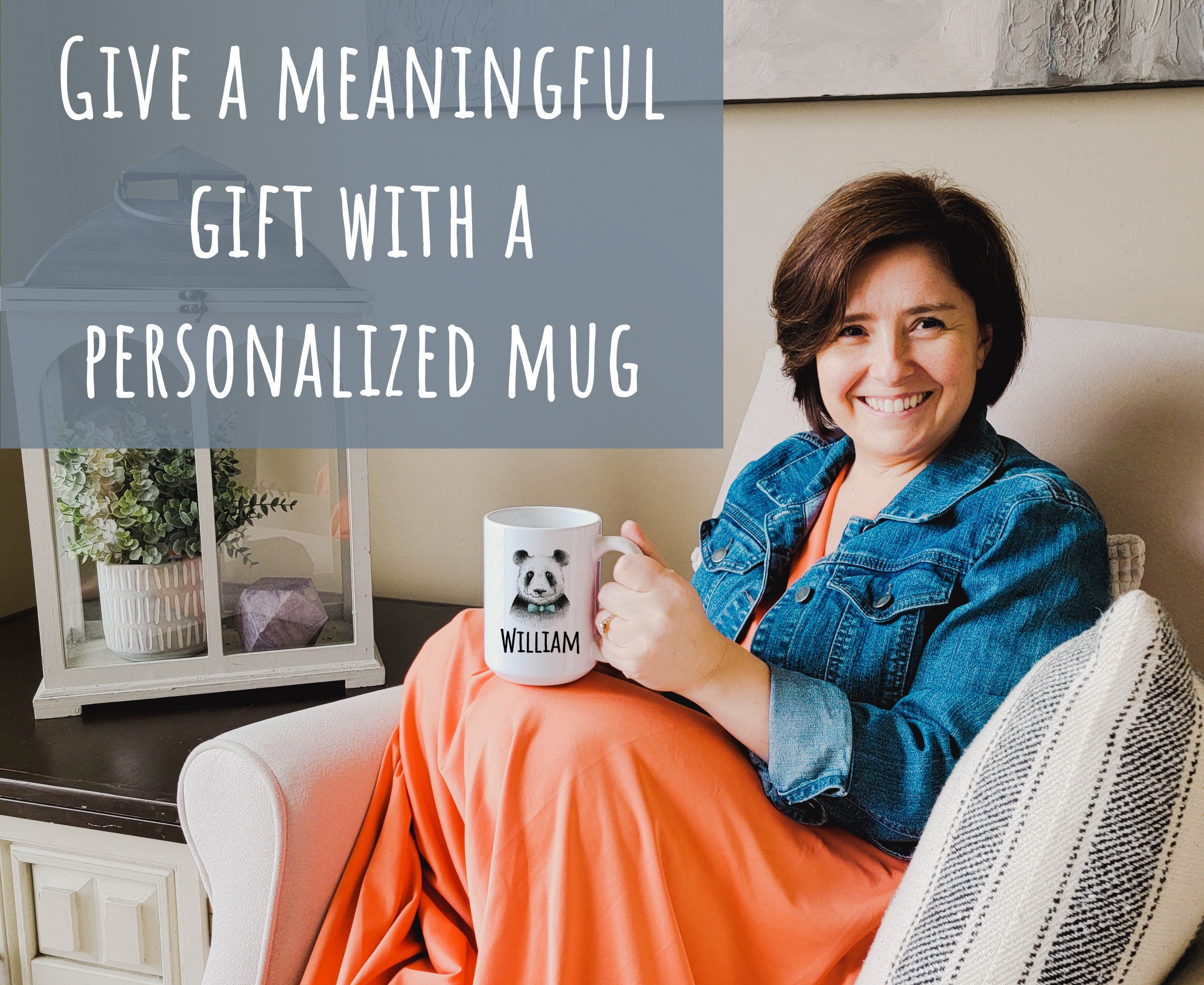 Personalized Name Mug for Men - Bear Coffee mug for him - Animal mug gift for him - Father's day name mug for him - Panda gift mug for him