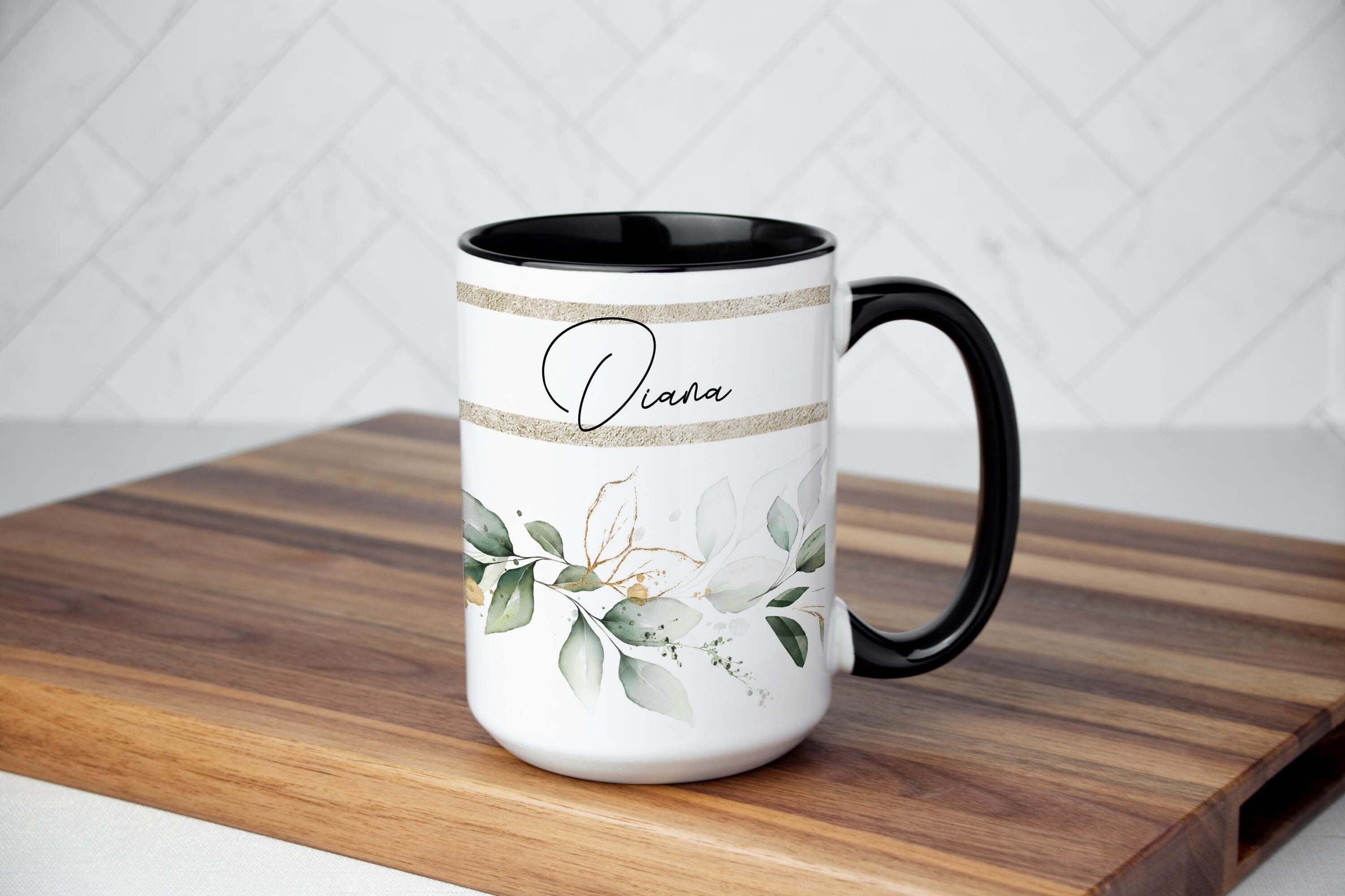 Personalized Greenery Mug: Nature Lover Coffee Cup, Gift Box