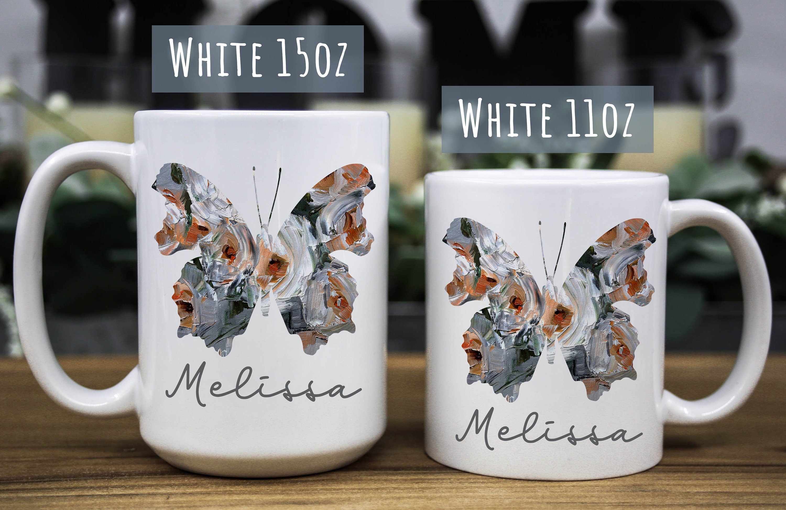 Personalized Butterfly Coffee Mug: Custom Name Gift, Multiple Sizes & Colors Available (Giftbox included)
