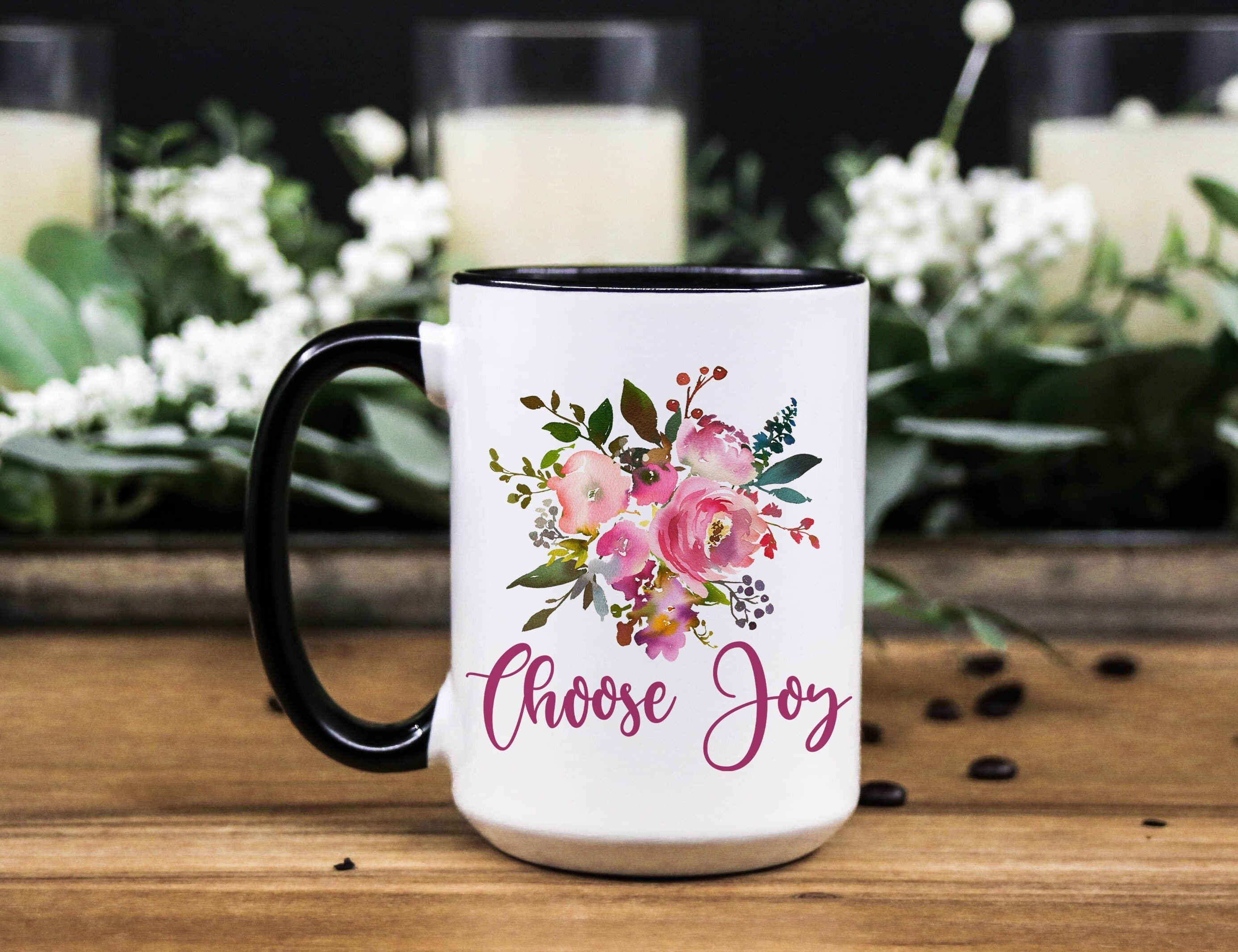 Choose Joy Floral Coffee Mug: Inspirational Religious Gift