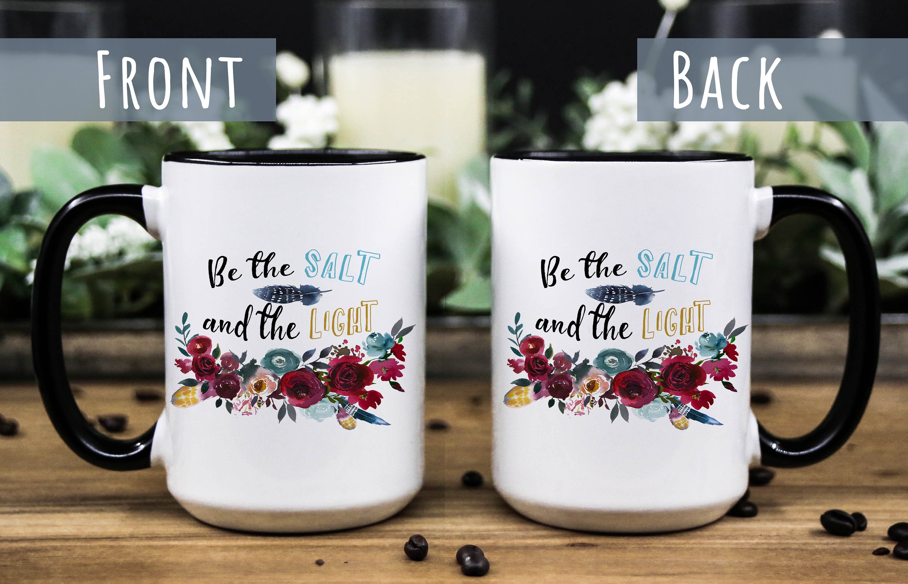 Floral Coffee Mug: Inspirational Bible Quote Gift, Multiple Sizes & Colors Available (Gift Box Included)