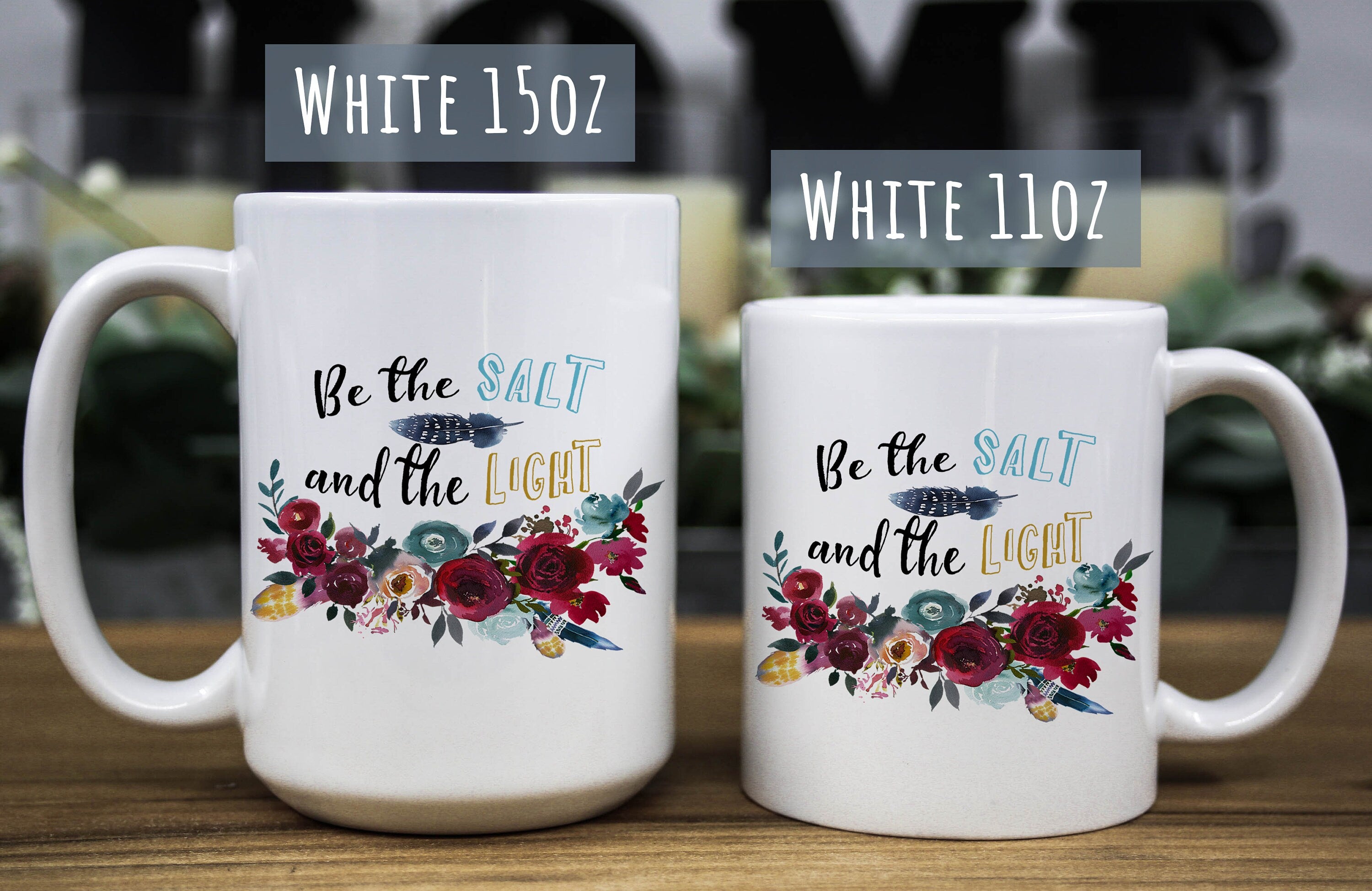 Floral Coffee Mug: Inspirational Bible Quote Gift, Multiple Sizes & Colors Available (Gift Box Included)