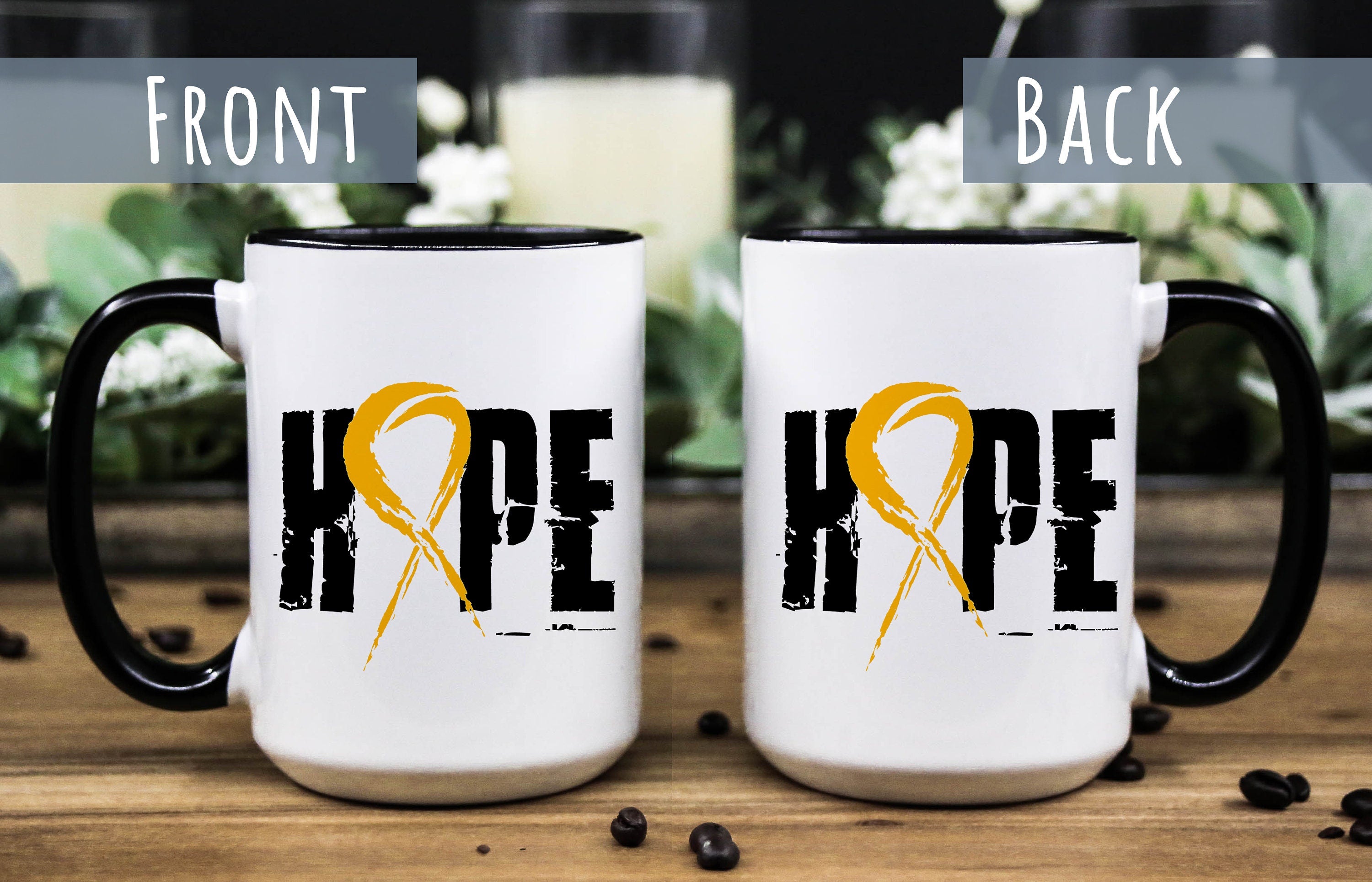 Spina Bifida Awareness Coffee Mug: "Hope" Ribbon, Special Needs Gift