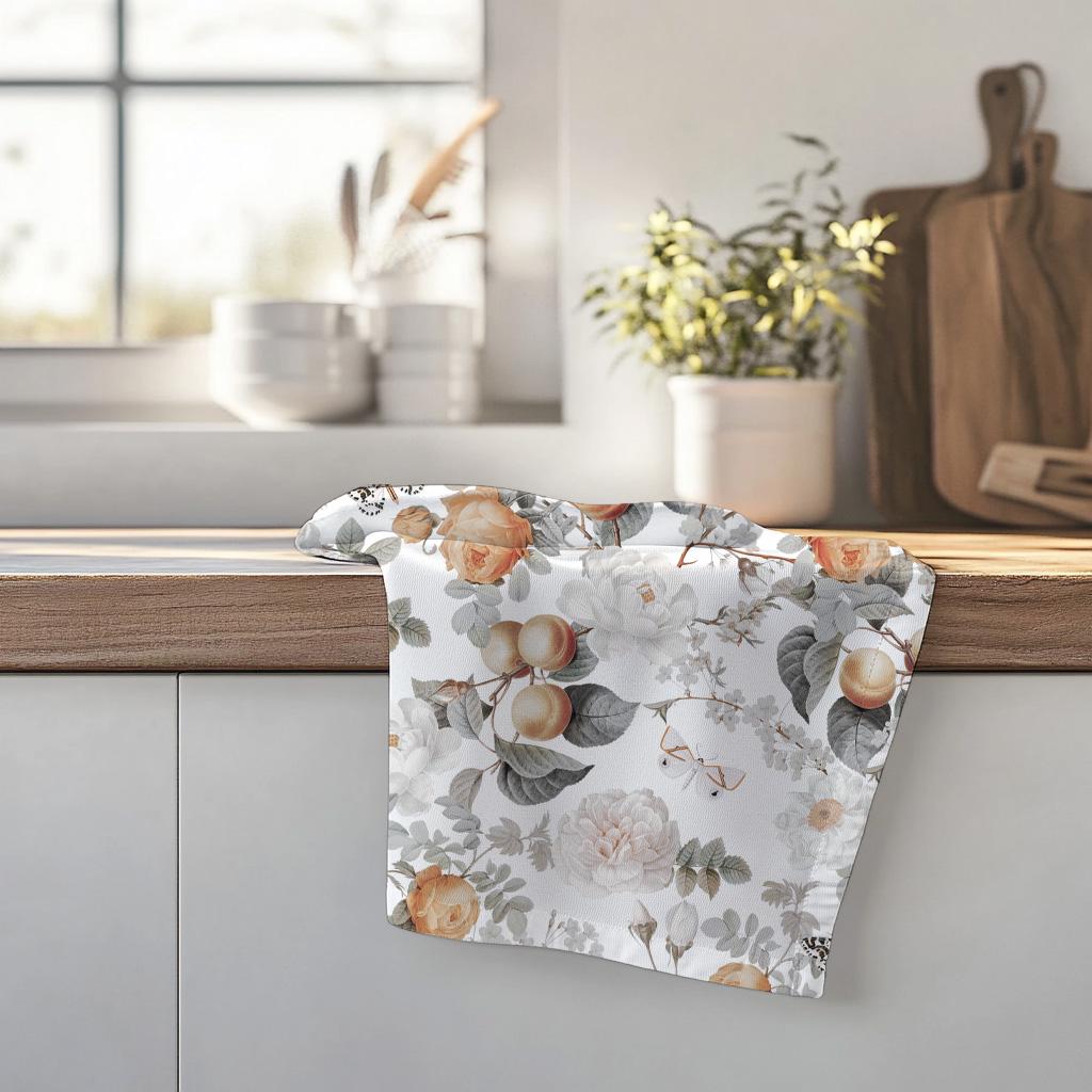 World's Greatest Mom Tea Towel 3-piece set, Custom Peach floral Kitchen Towels with Kids' Names and special message, Mother's Day Gift
