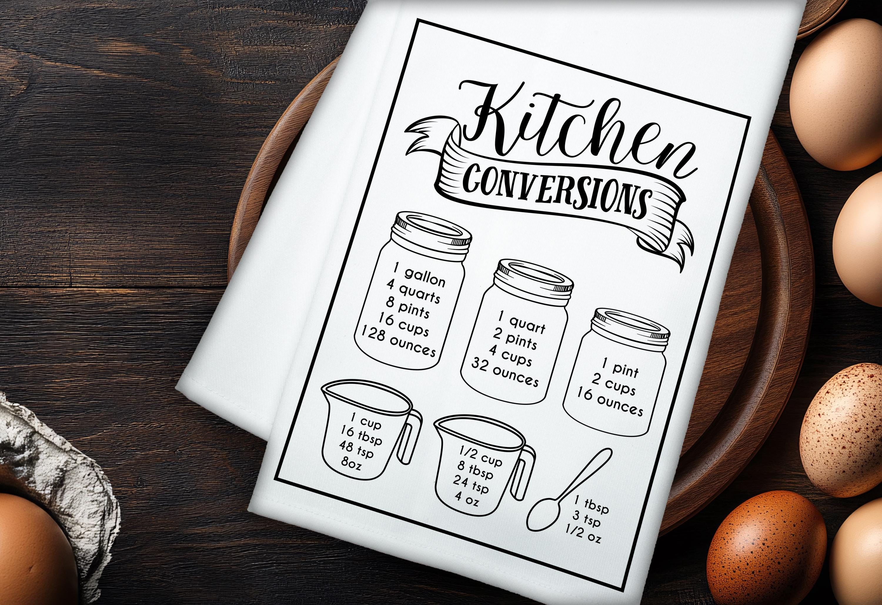 Kitchen Conversions Tea Towel, Funny Kitchen Towel, Dish Towels, Hanging Kitchen Towels, Hand Towel, Gift for mom, Gift for home