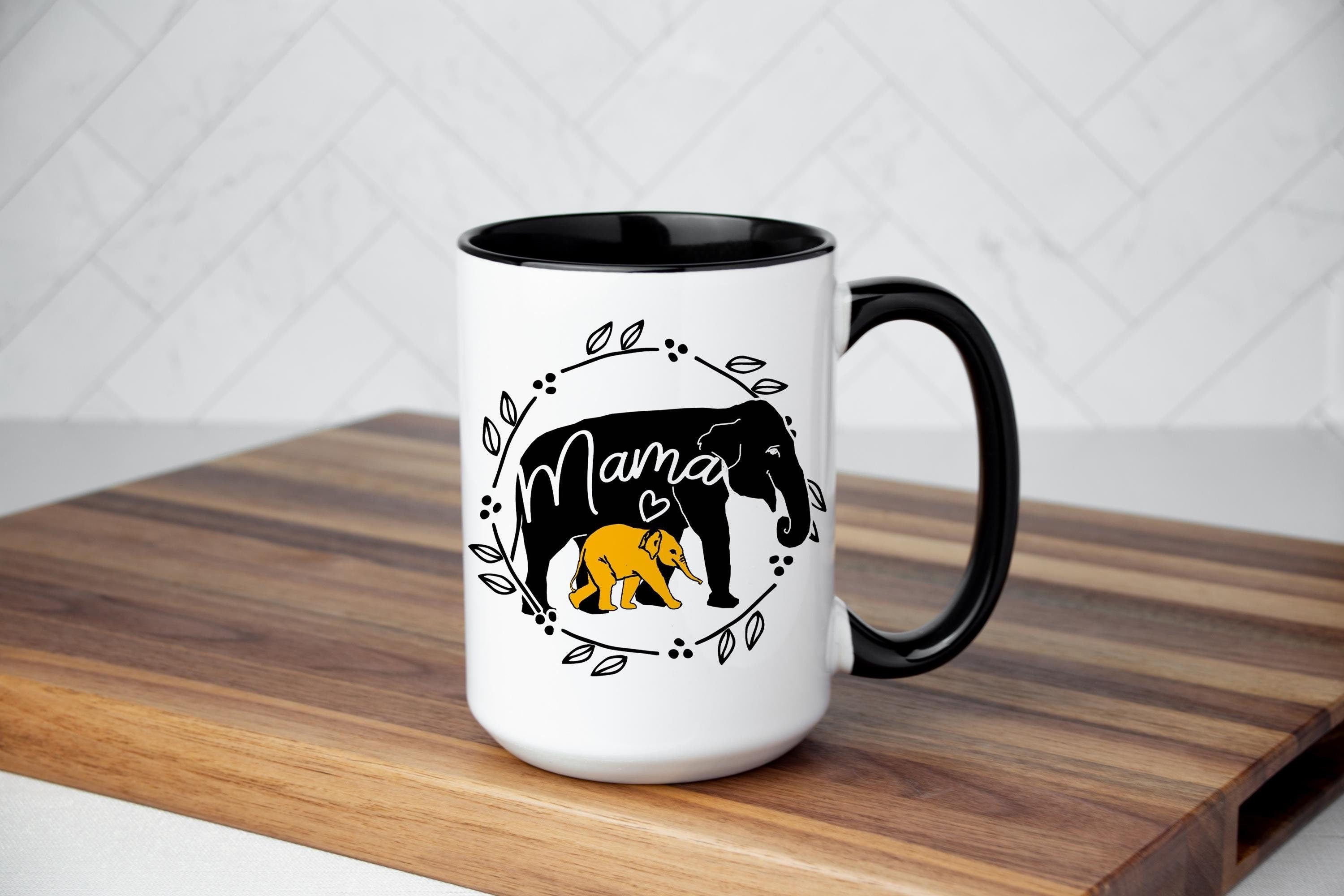 Spina Bifida Awareness Coffee Mug: Elephant Mama & Baby Design