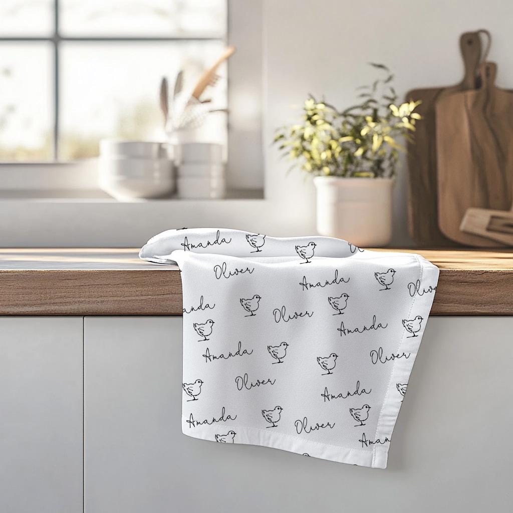 3-piece set Mom and kids Chicken hen Tea Towel, Special Mother's Day gift. Perfect Personalized Gift with custom options