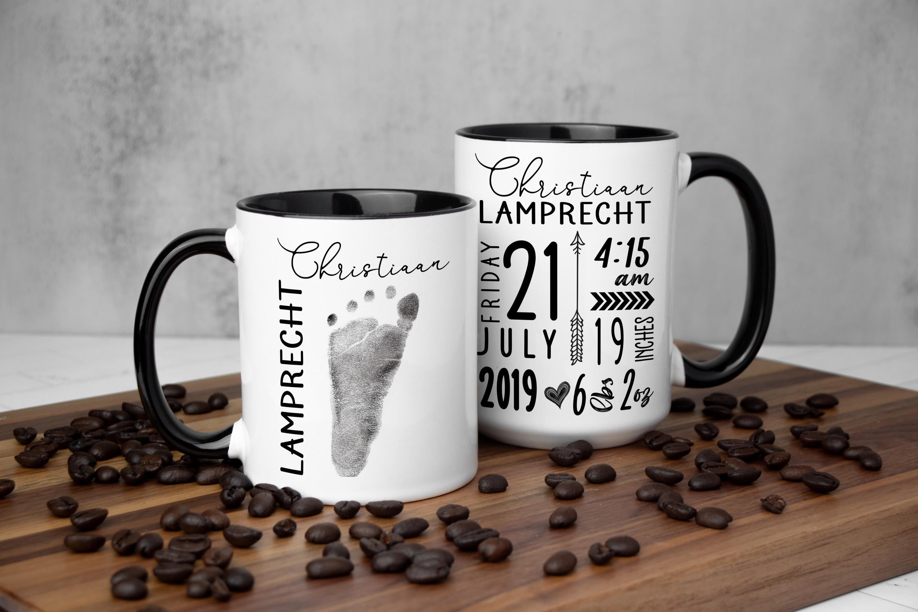 Custom Baby Footprint Mug: Keepsake New Parent Gift, Multiple Sizes & Colors Available