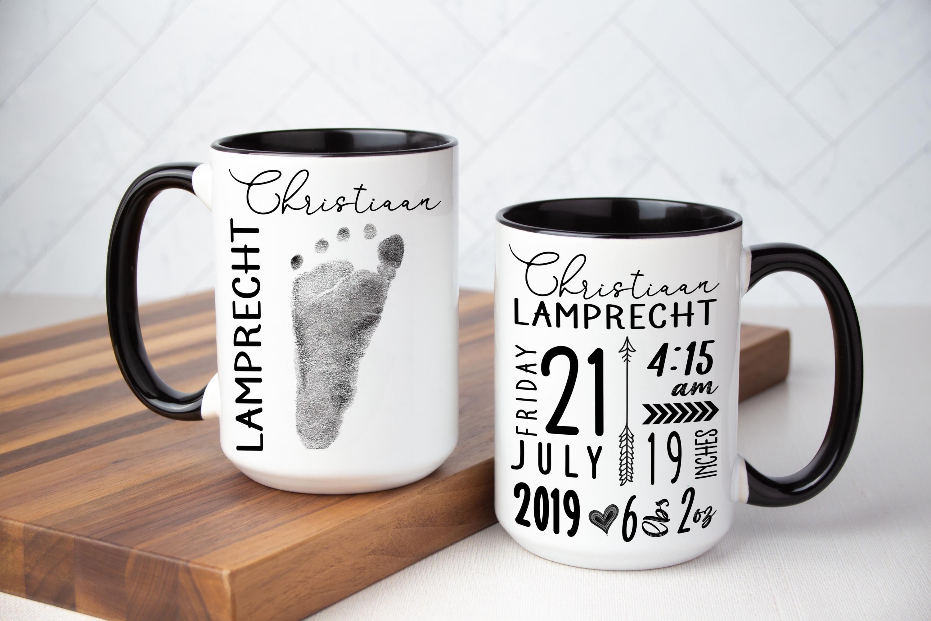 Custom Baby Footprint Mug: Keepsake New Parent Gift, Multiple Sizes & Colors Available