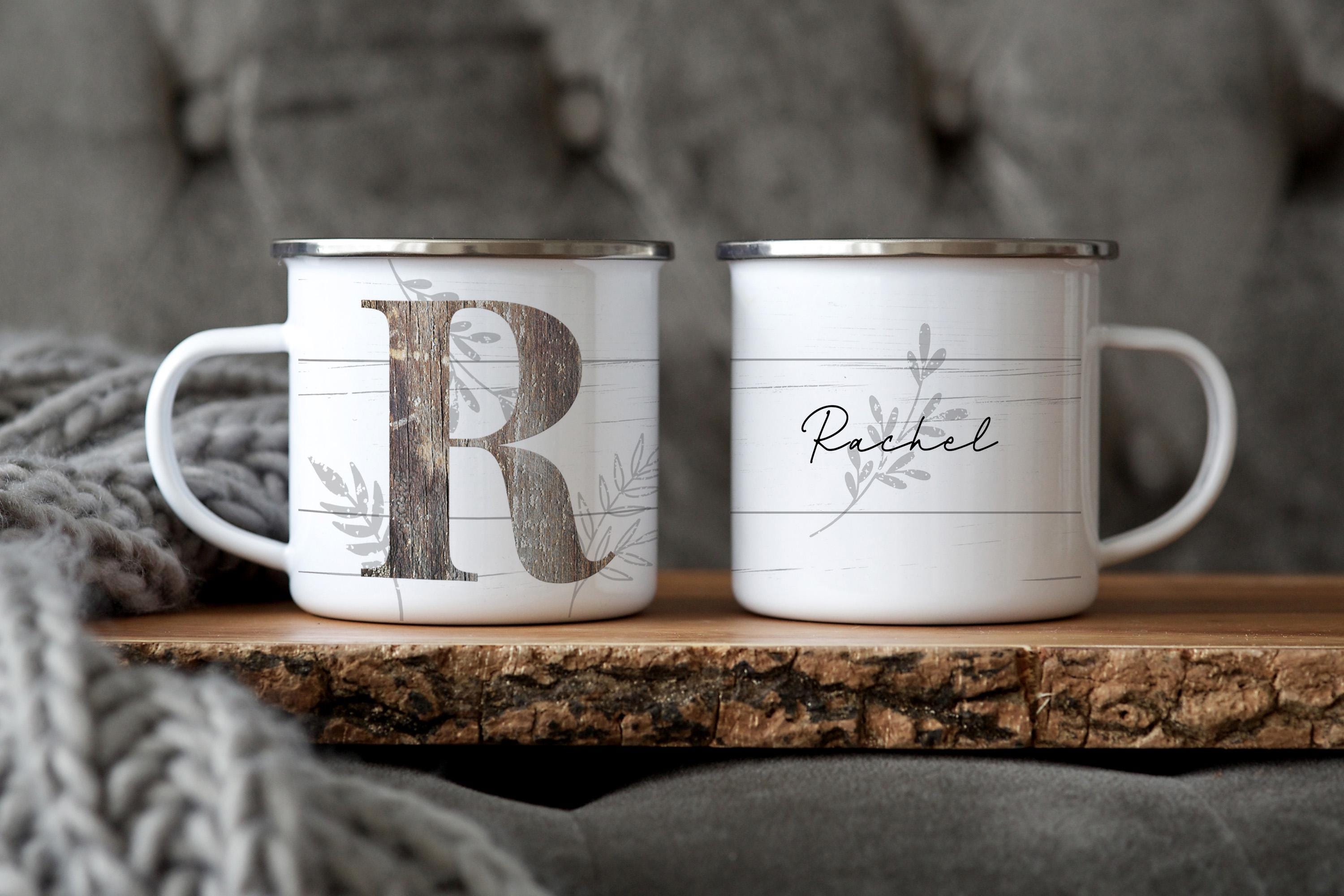 Personalized Enamel Camp Mug: Rustic Farmhouse Decor, Nature Lover Gift