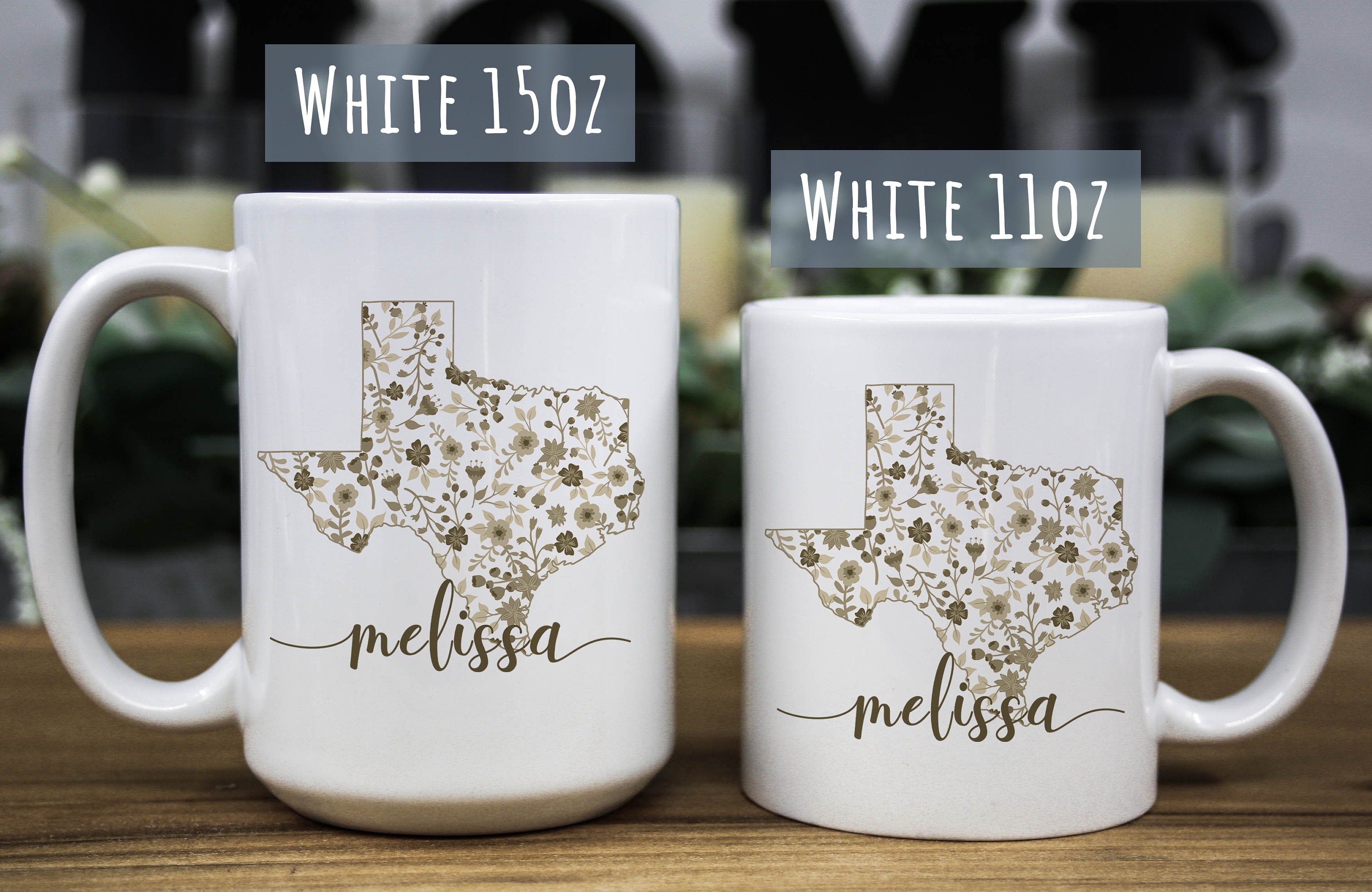 Personalized Texas Mug: Floral State Design, Texan Gift