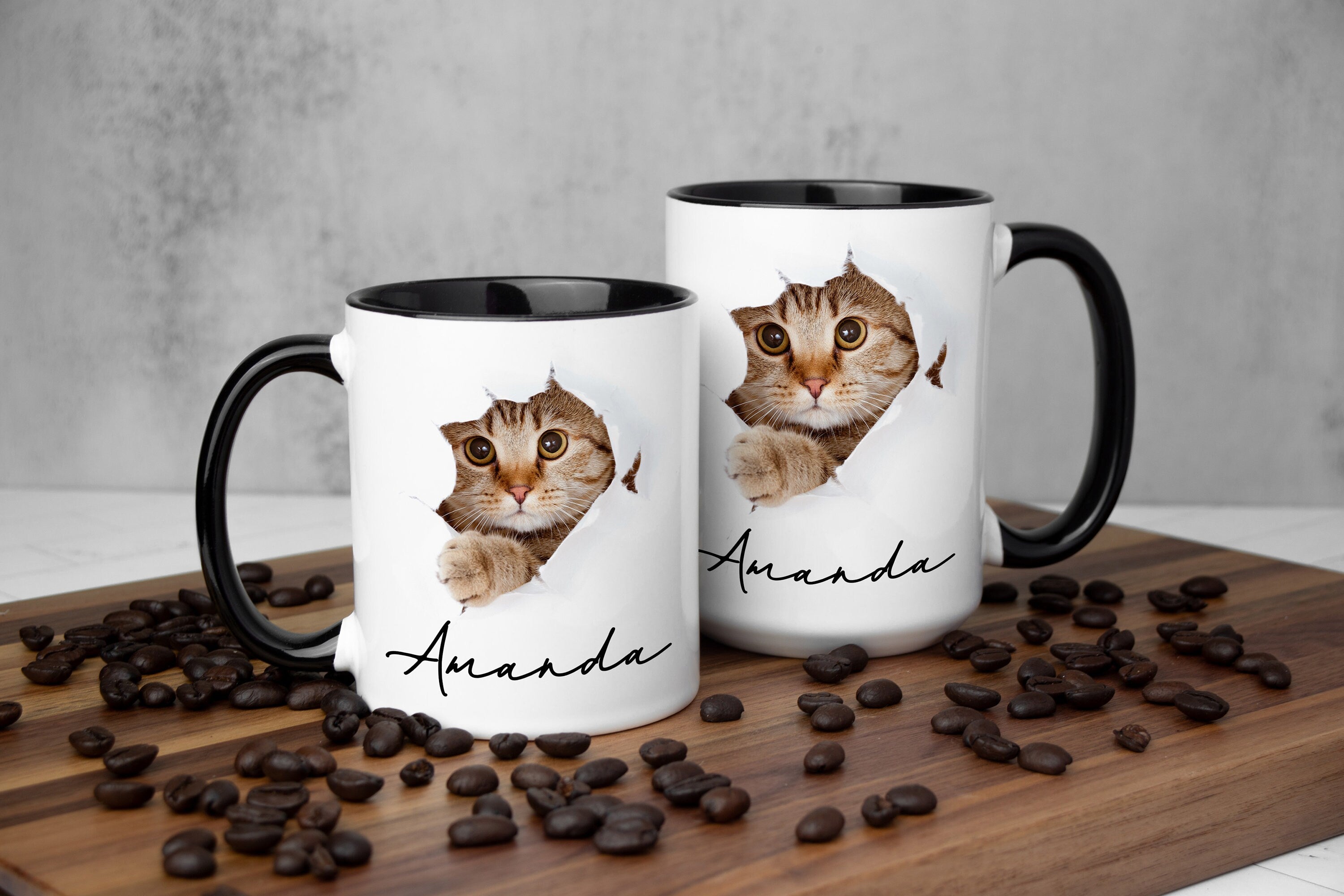 Cute Cat Coffee mug with Gift box, Cat Mom mug, Cat dad mug, Custom gift for cat lovers, Cute Animal mug, Cat lady gift, Custom cat mug