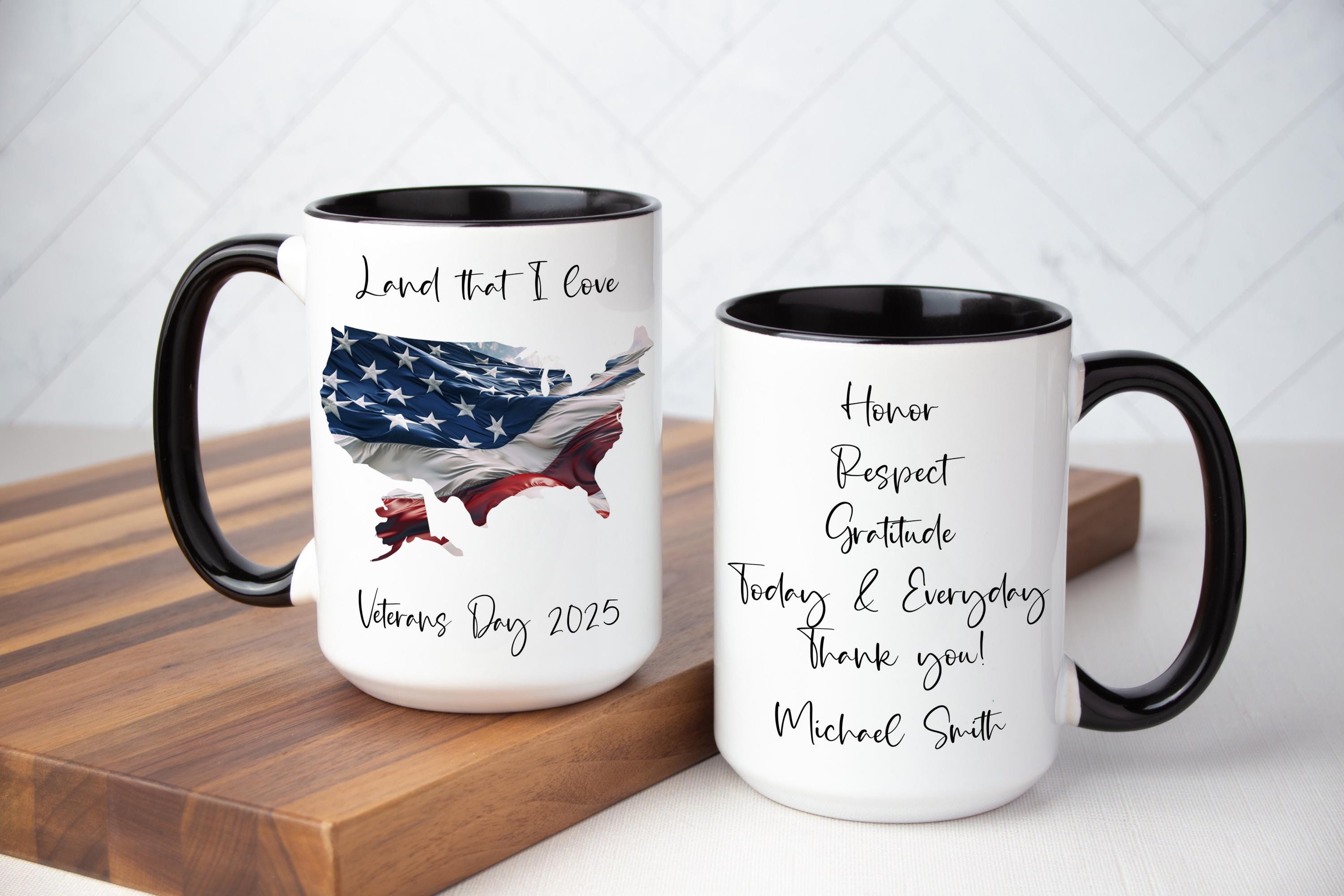 Personalized Veteran's Day Mug: American Flag Gift