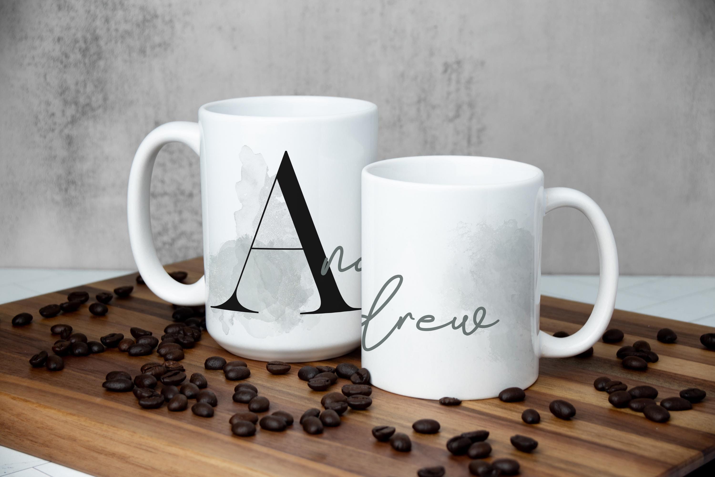 Personalized Monogram Coffee Mug for Men: Fleur Verte Collection