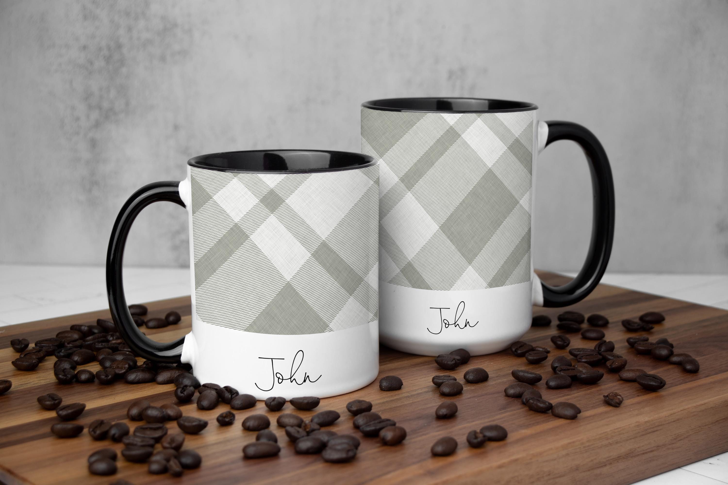 Personalized Plaid Mug for Men: Nature Lover Gift Multiple Sizes & Colors Available (Giftbox Included)