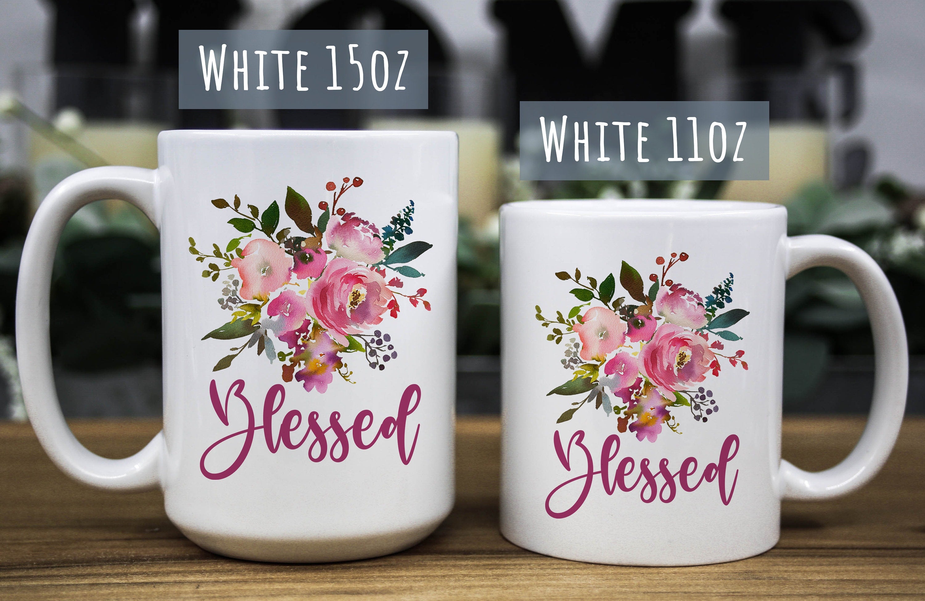 Blessed Pink Floral Coffee Mug: Inspirational Religious Gift