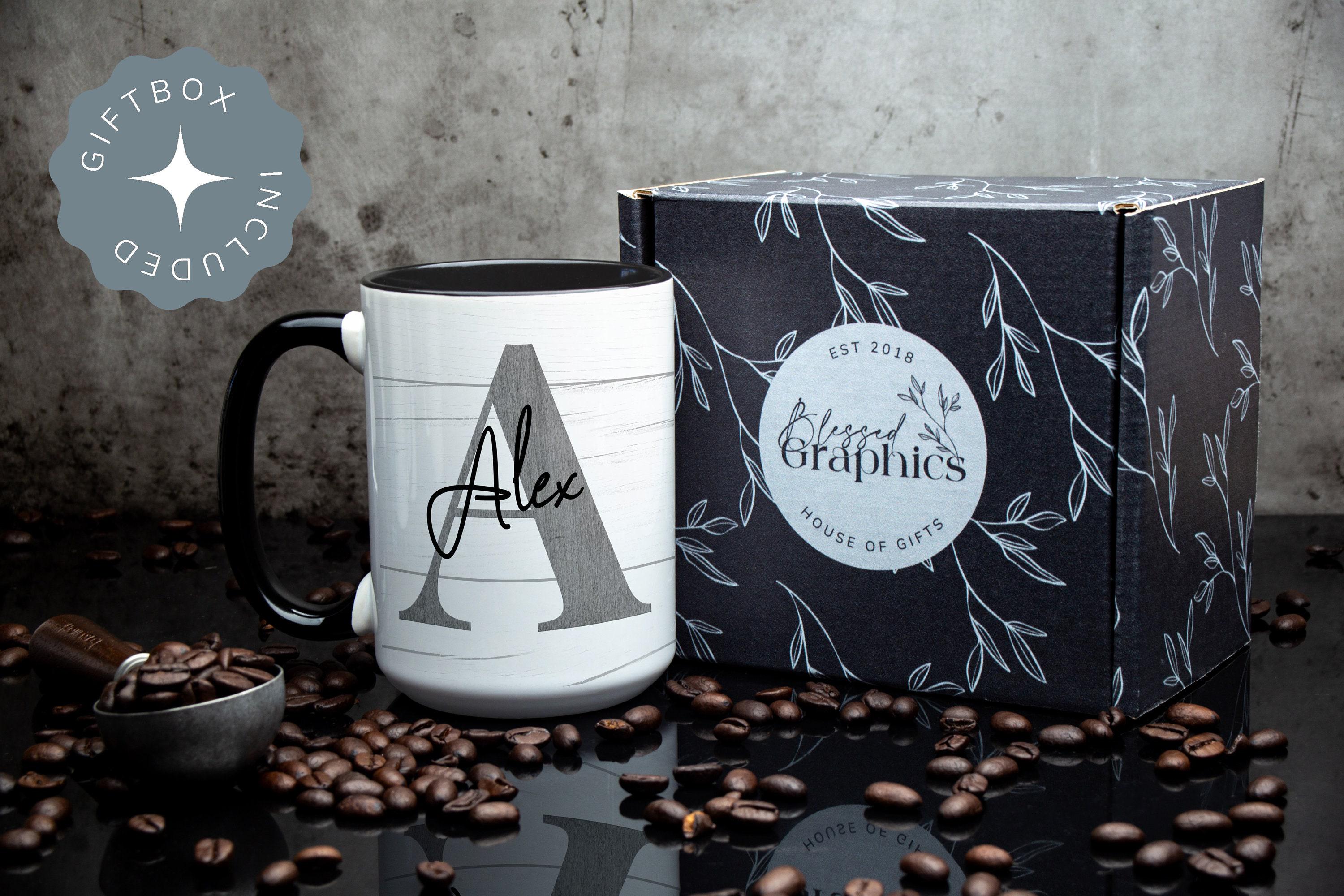 Personalized Men's Coffee Mug: Rustic Farmhouse Initial Mug