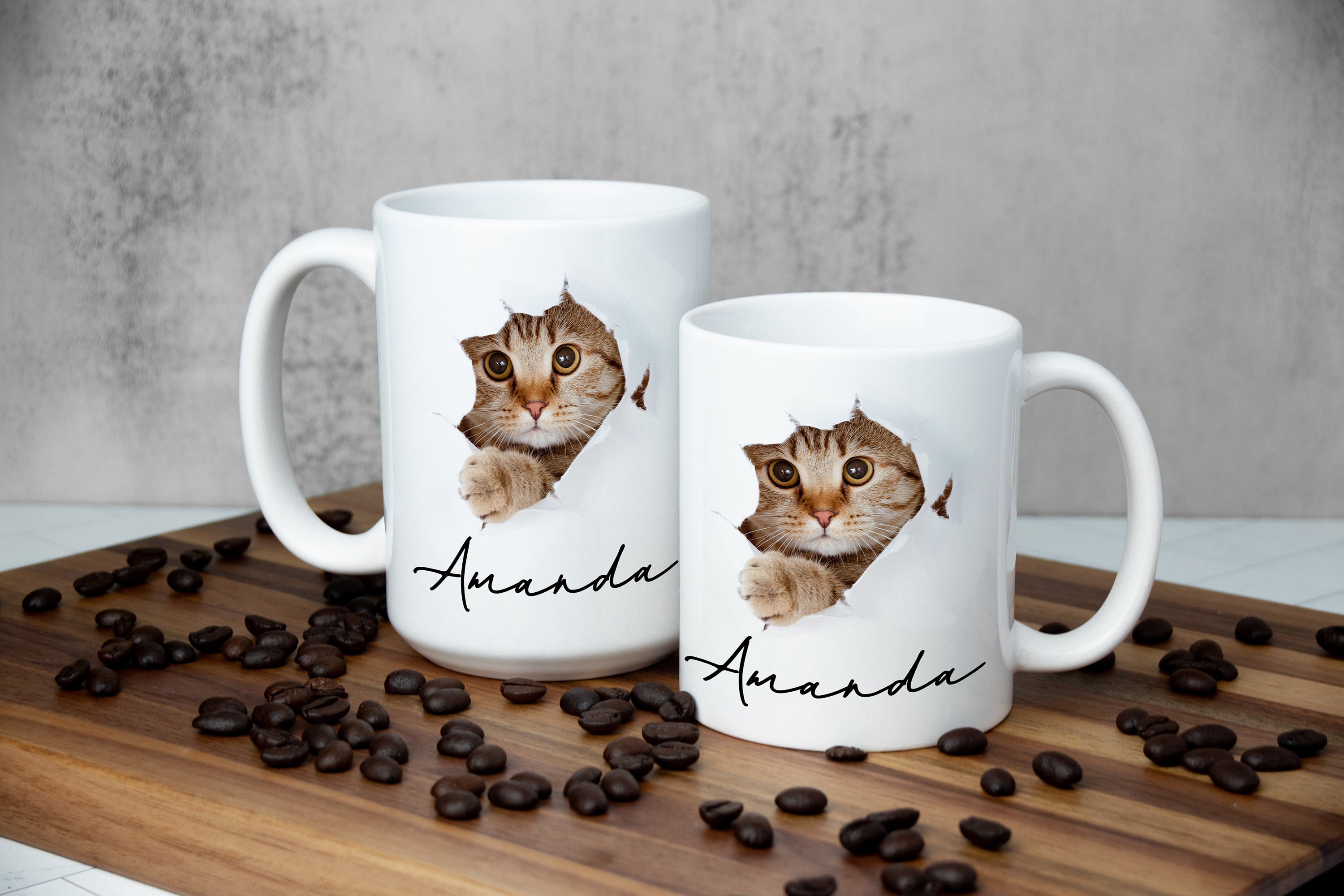 Cute Cat Coffee mug with Gift box, Cat Mom mug, Cat dad mug, Custom gift for cat lovers, Cute Animal mug, Cat lady gift, Custom cat mug