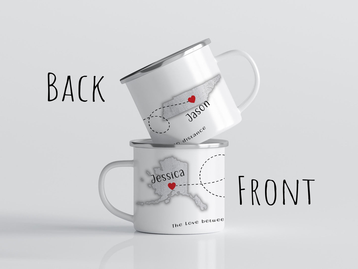 12oz/18oz Personalized Two State Camp Cup, Friendship gift, 50 States, Long Distance Relationship Mug, Outdoor Adventure Gear for her/him