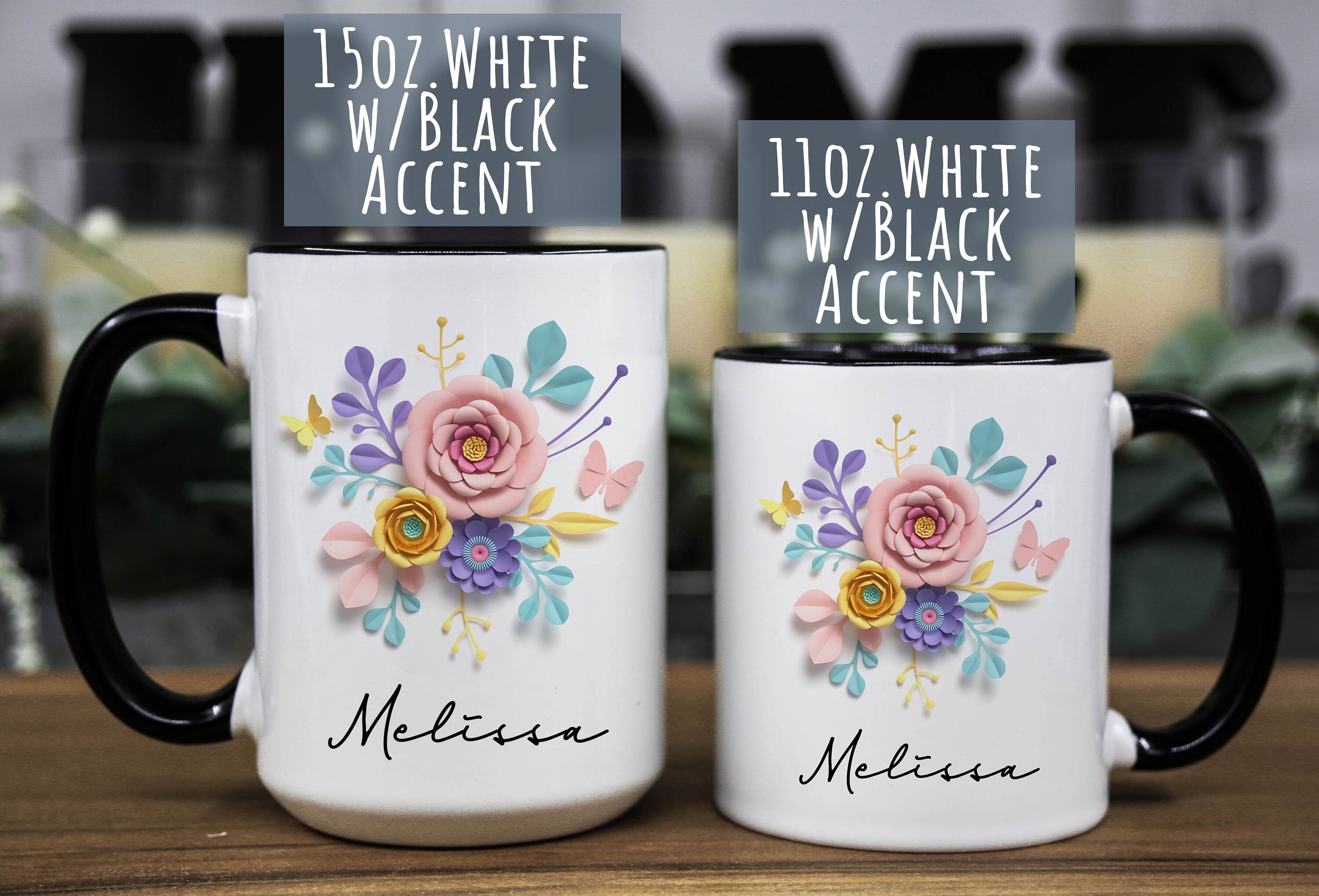 Personalized Mug for women, Floral custom mug, Custom gift mug for her, Name Mug Gift, Personalized gift for mom, Floral Name Gift Mug
