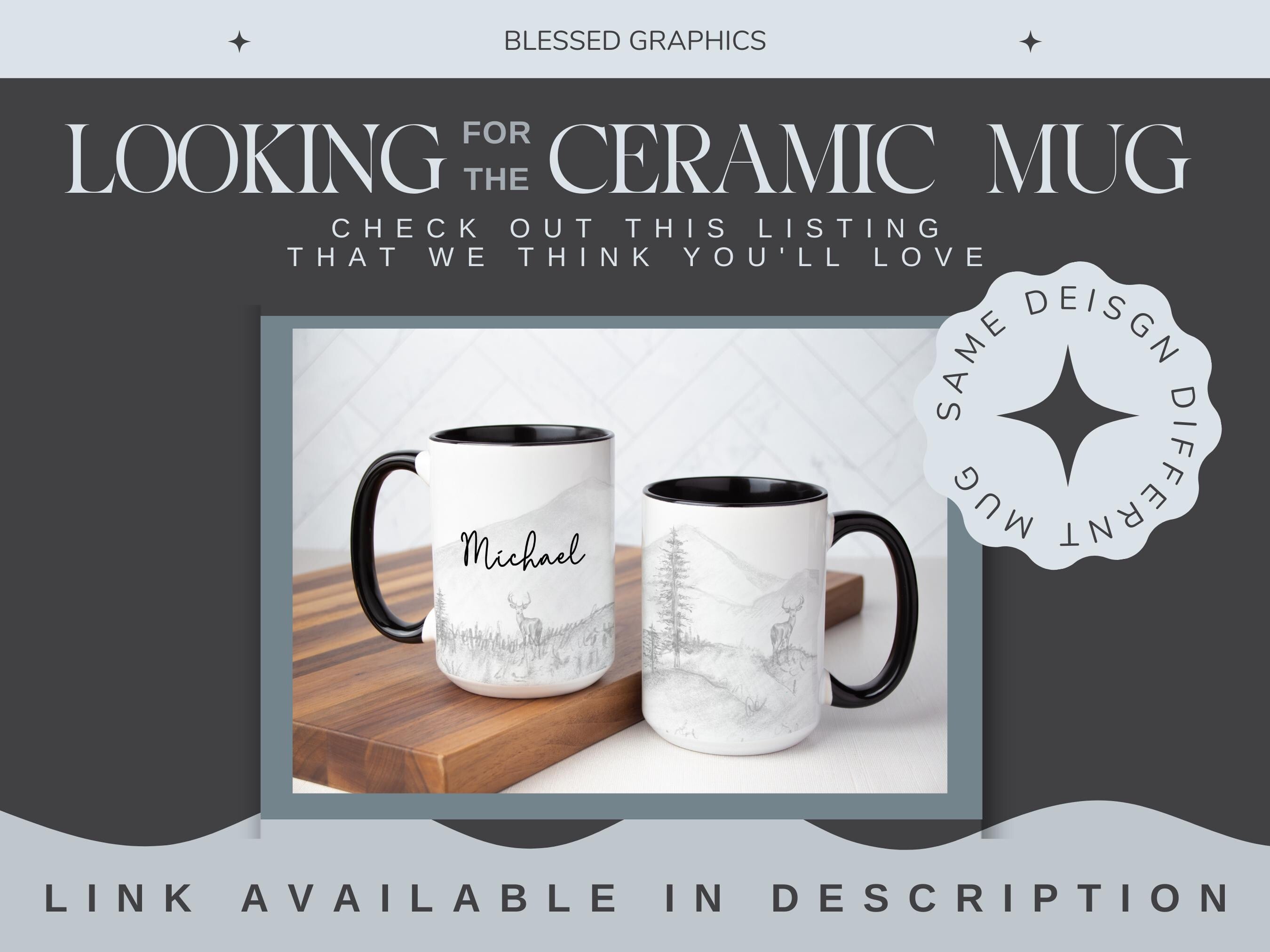 Personalized Deer Camp Mug: Hand-Sketched Nature Scene, Multiple Sizes & Colors Available