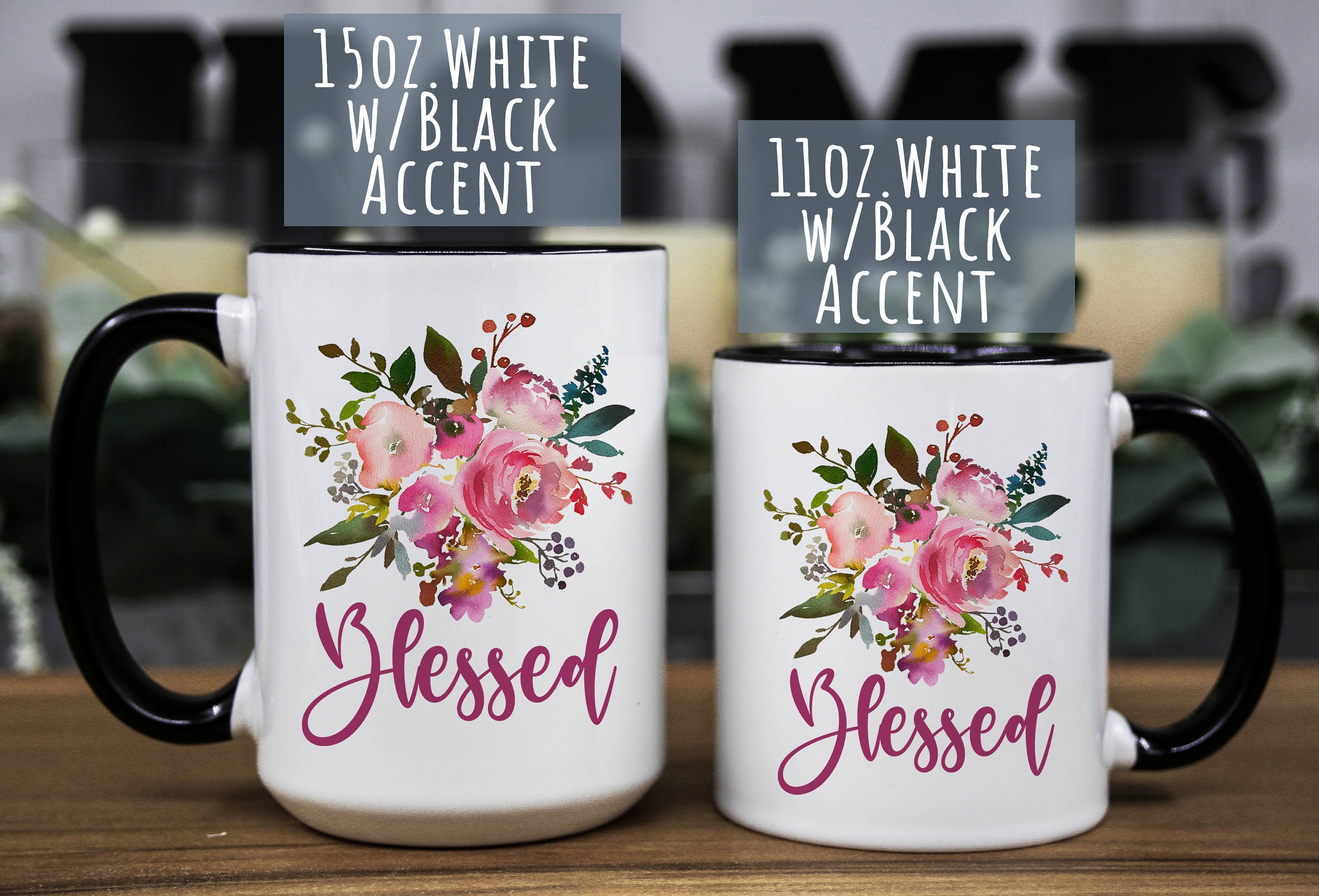 Blessed Pink Floral Coffee Mug: Inspirational Religious Gift