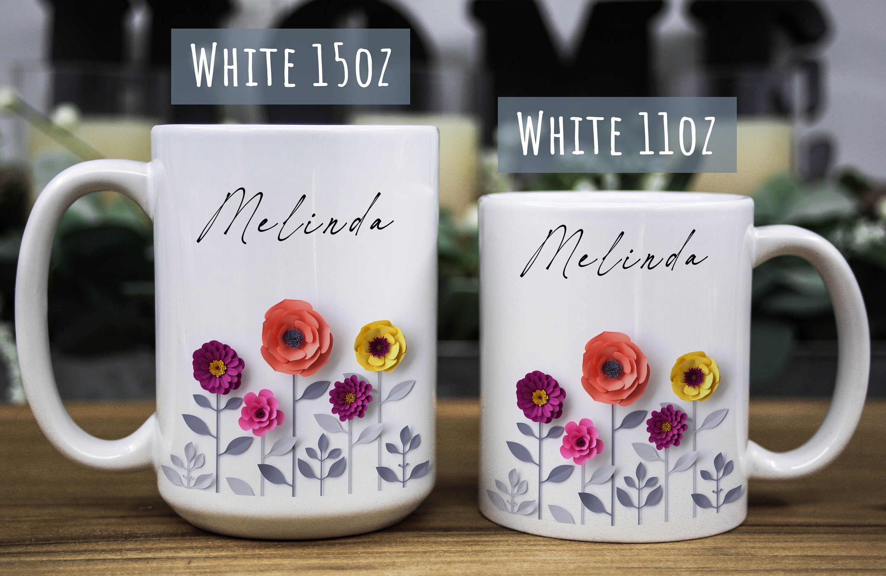 Personalized Mug for women, Floral custom mug, Custom gift mug for her, Name Mug Gift, Personalized gift for mom, Floral Name Gift Mug