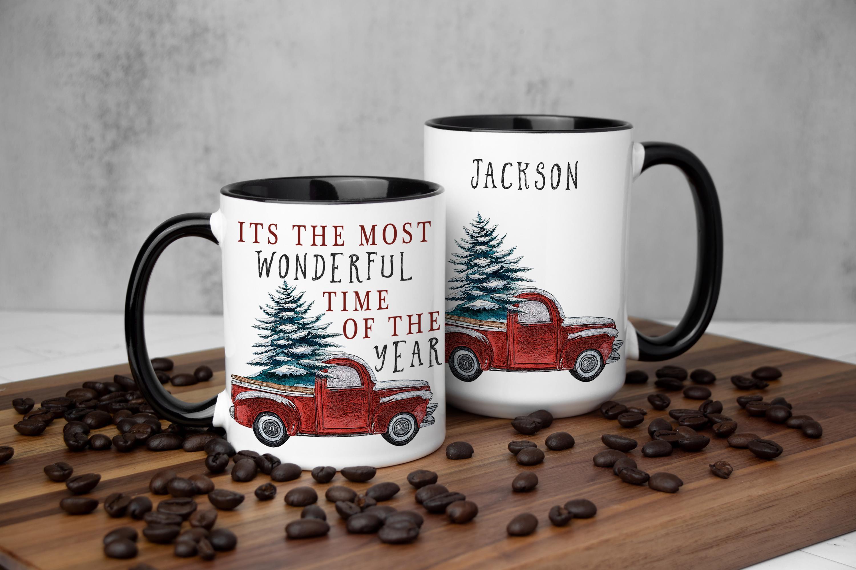 Personalized Christmas Truck Coffee Mug: Family Gift, Multiple Sizes & Colors Available (Giftbox included)