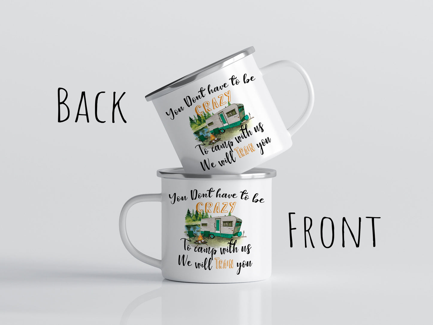 12oz/18oz Glamping Camp mug, Caravan Enamel Mug, Travel camp mug, Camping Party favor, Family Camping Coffee Mug, Friend Gift Mug