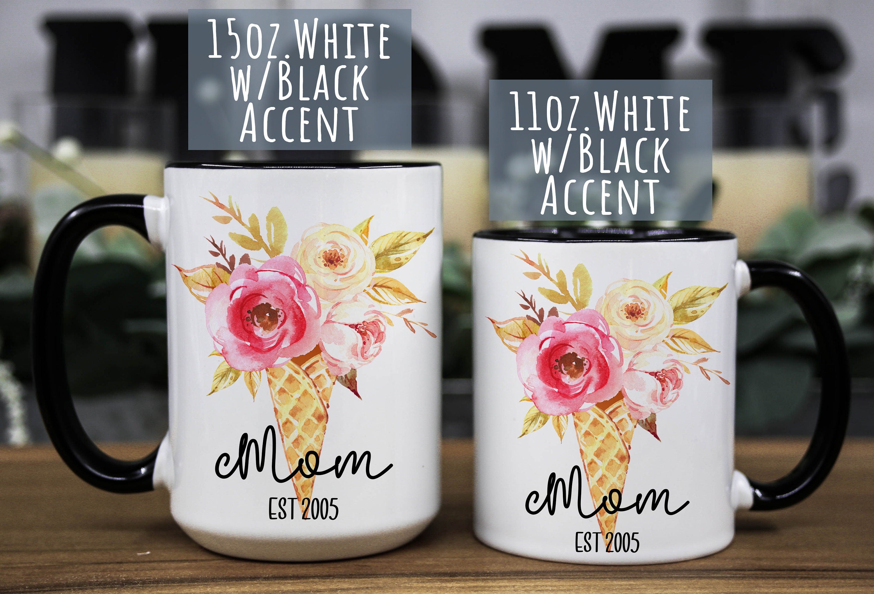 Personalized Floral Coffee Mug for Mom: Custom Name Gift
