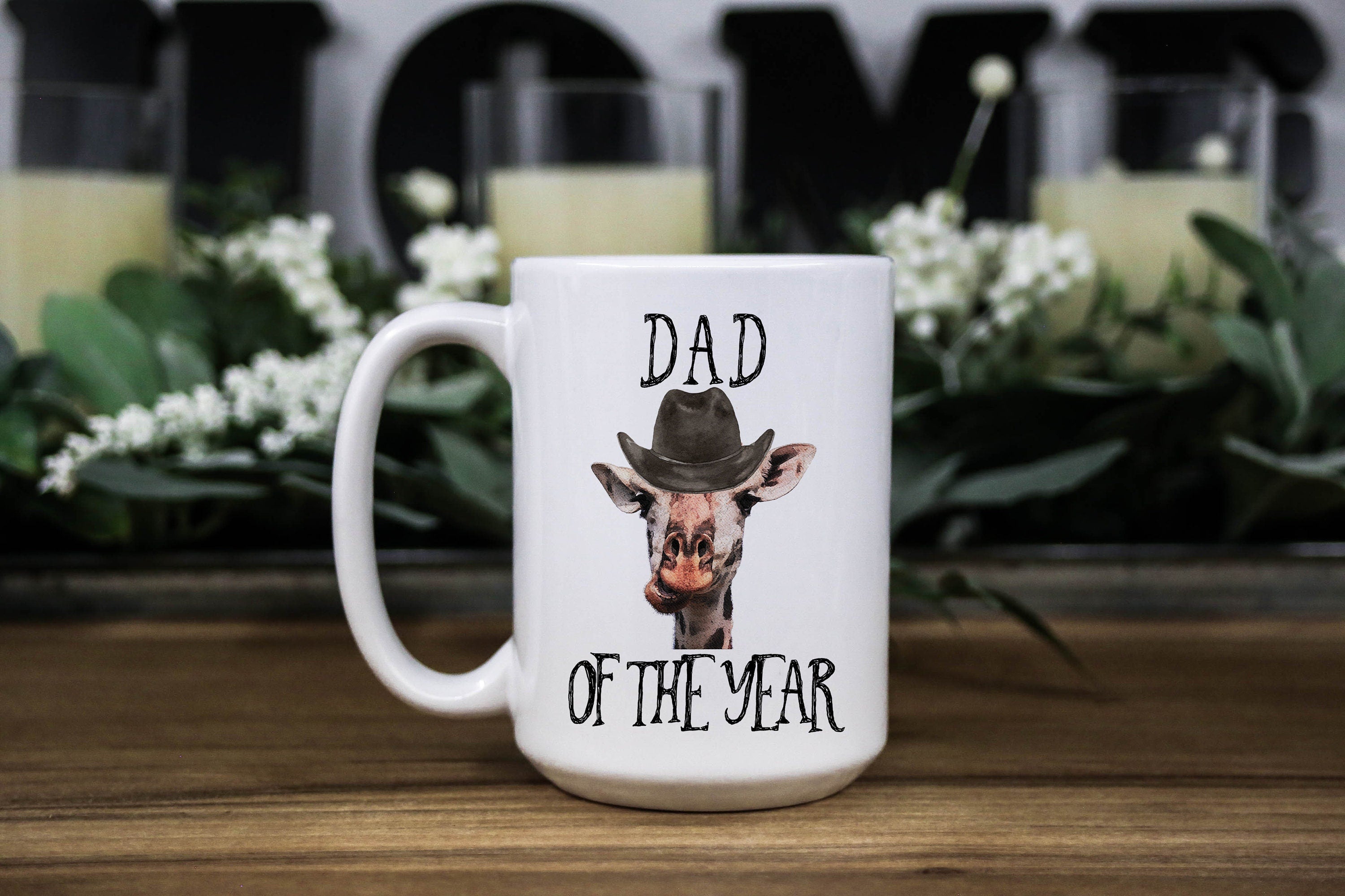 Dad of the year Mug - Giraffe Coffee Mug - Funny ceramic mug for Dad - Unique mug for Dad - Father's day gift mug - Animal mug for Dad