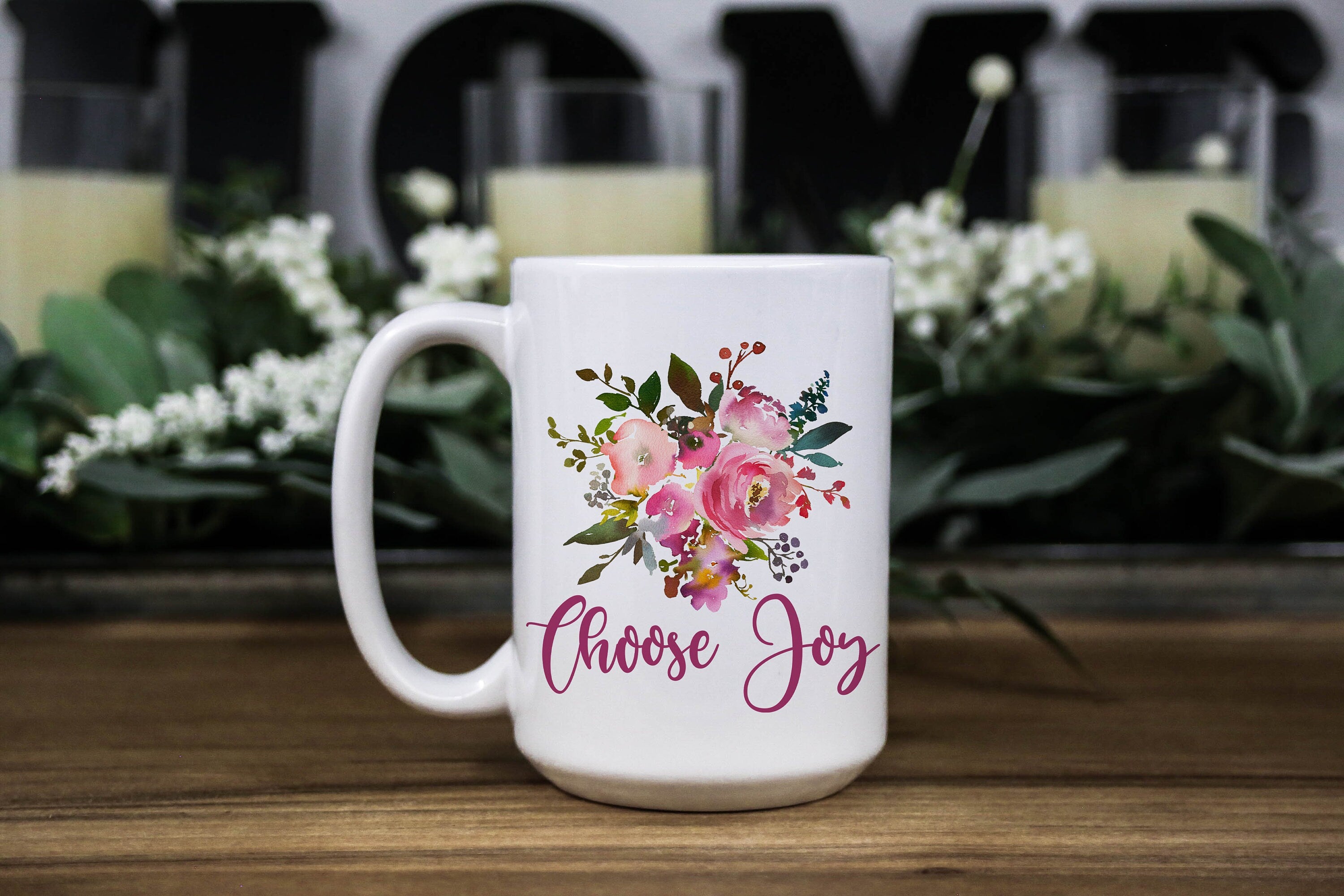 Choose Joy Floral Coffee Mug: Inspirational Religious Gift