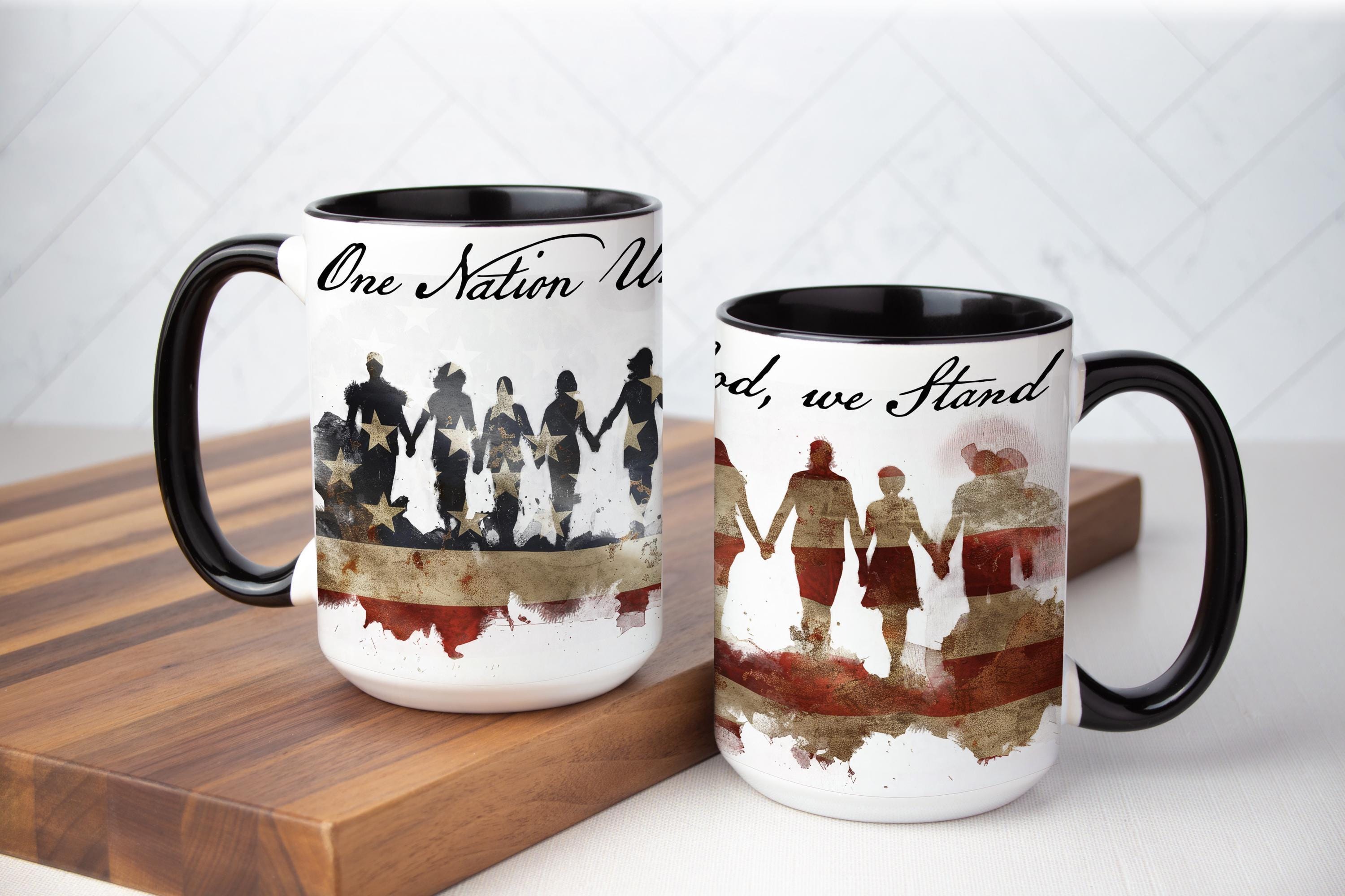 Patriotic American Flag Ceramic Mug: One Nation Under God