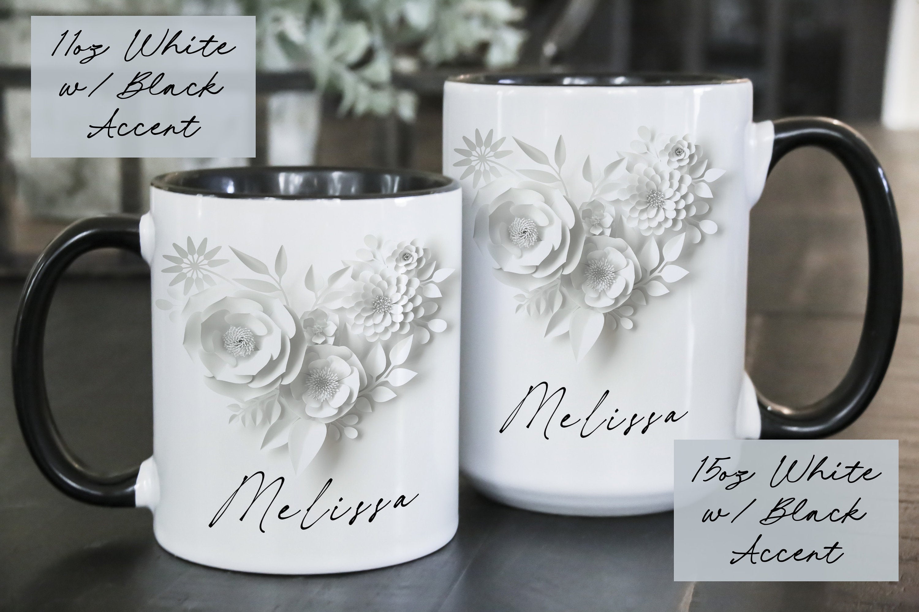Personalized Floral Coffee Mug: Custom Wedding or Valentine's Gift