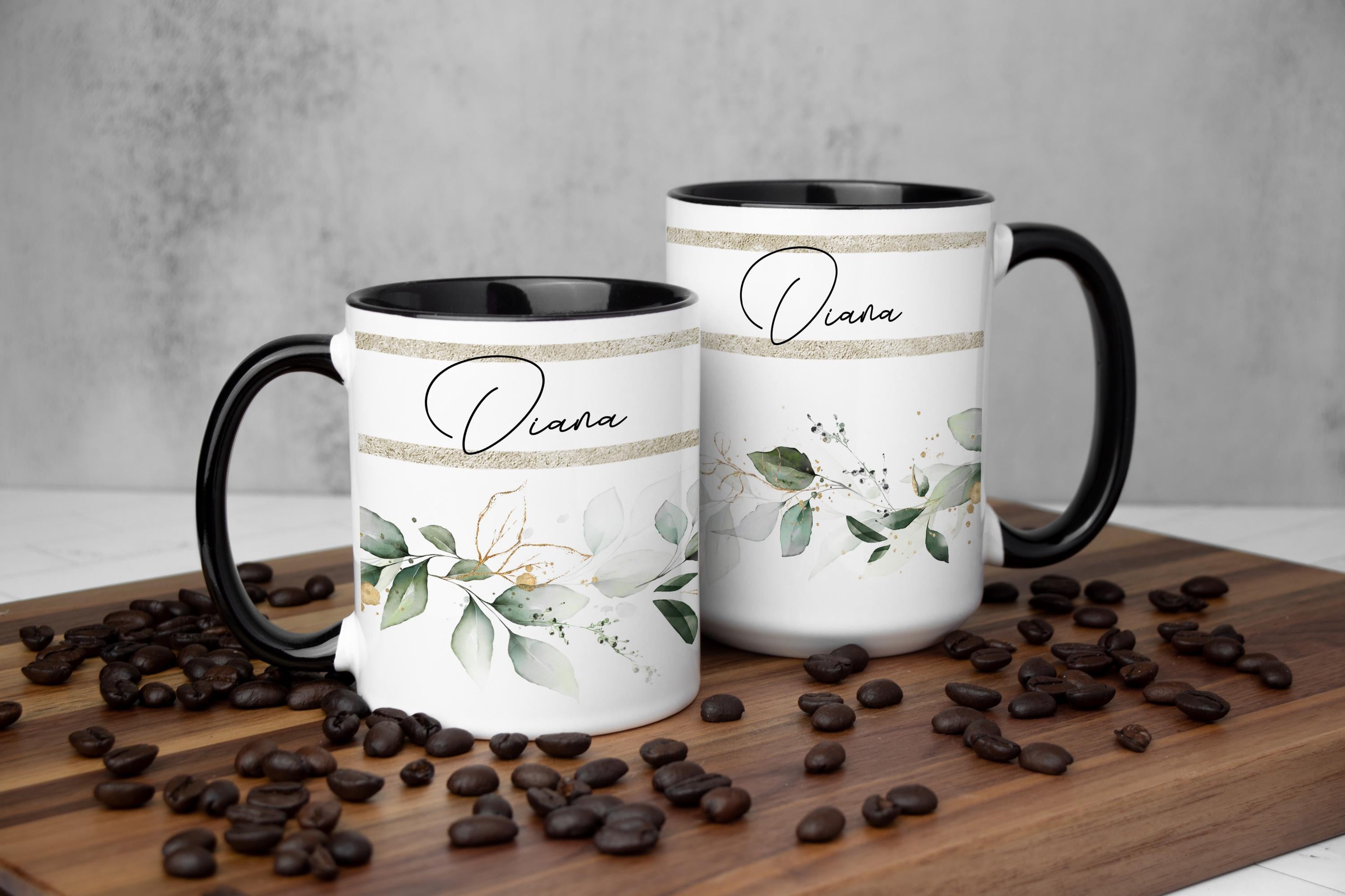 Personalized Greenery Mug: Nature Lover Coffee Cup, Gift Box