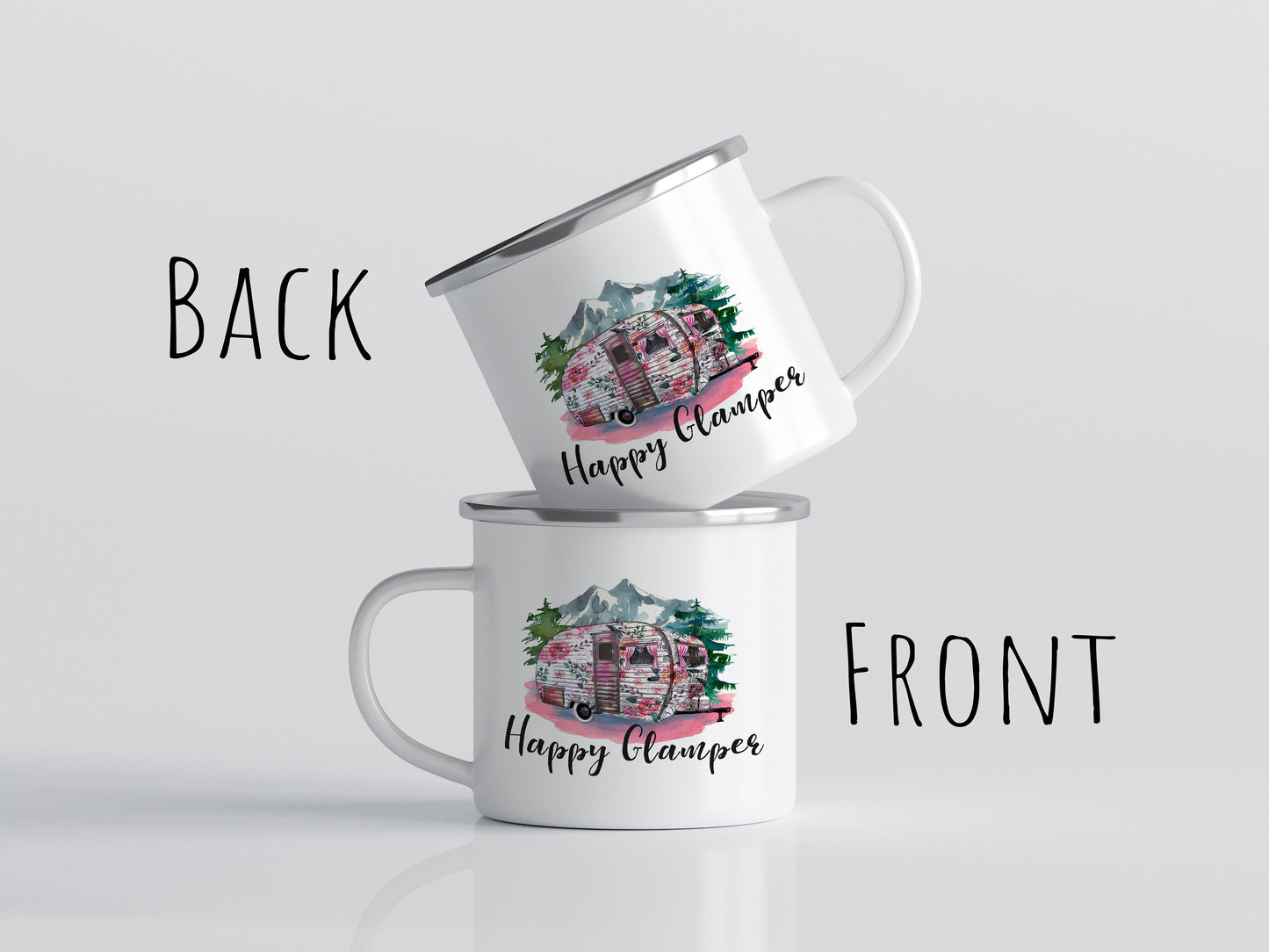 12oz/18oz Camping mug, Caravan Enamel Mug, Large Travel mug, Glamping Mug, Camping Party favor, Family Camping Coffee Mug, Friend Gift Mug