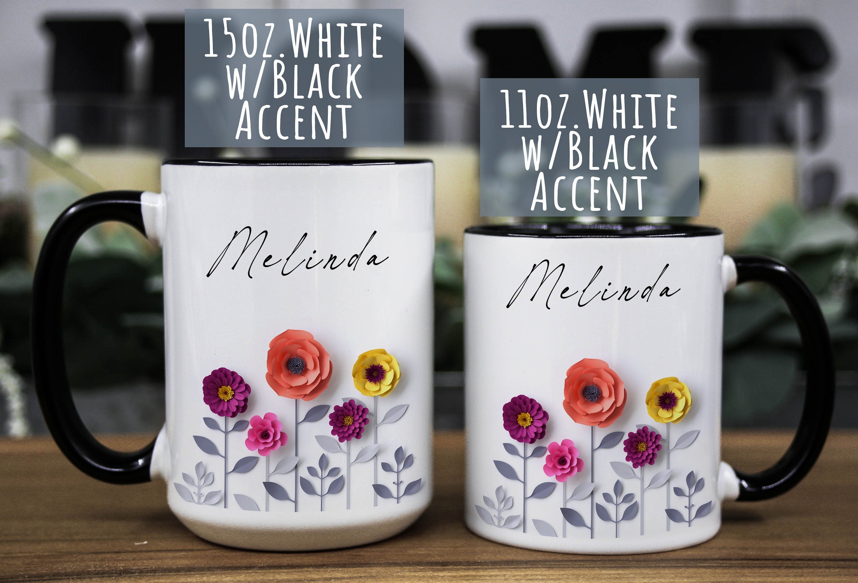 Personalized Mug for women, Floral custom mug, Custom gift mug for her, Name Mug Gift, Personalized gift for mom, Floral Name Gift Mug