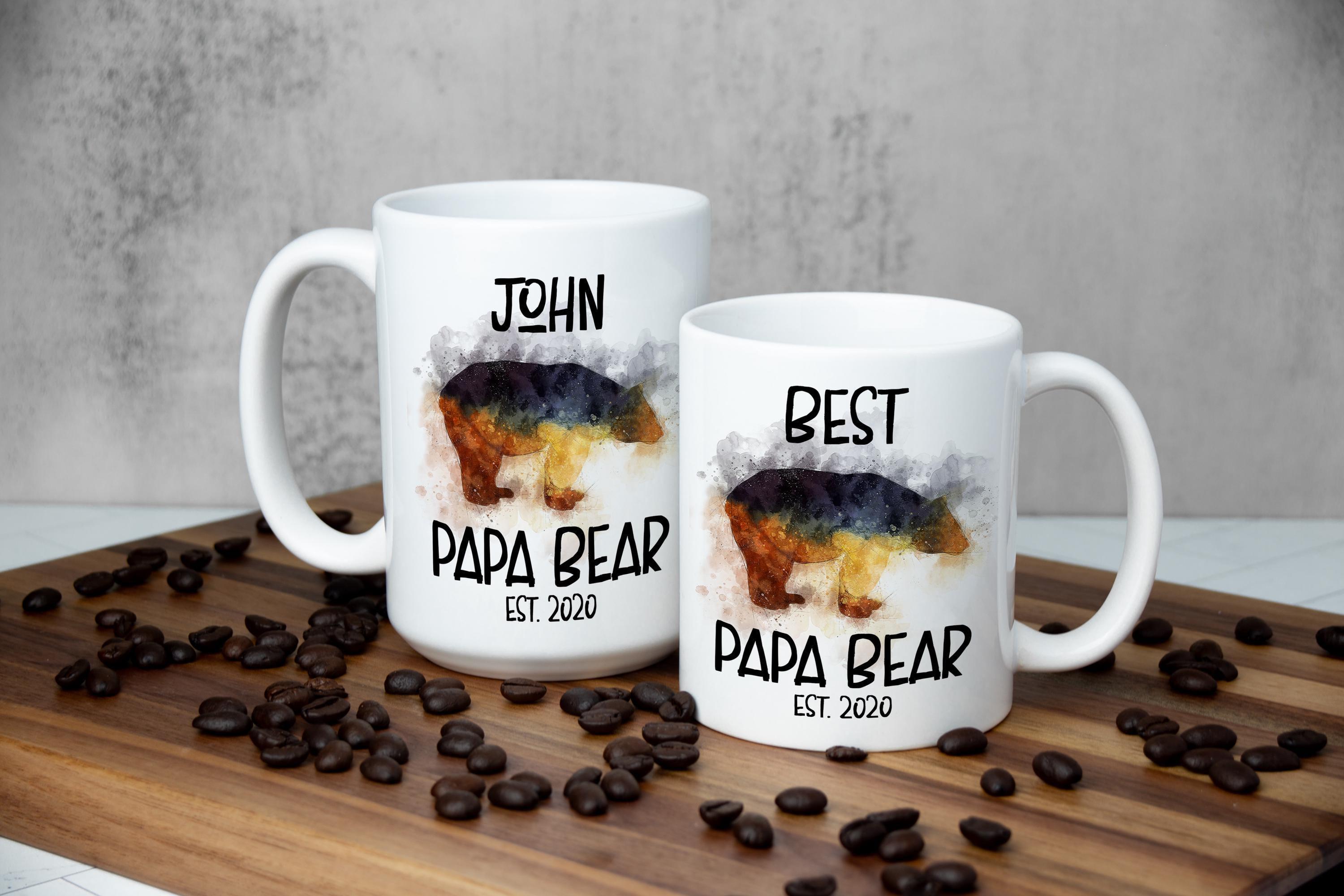 Personalized Papa BEAR Mug for Dad with Giftbox, Best Dad Coffee Cup, Custom Father's Day mug with Customized text, Sizes and color options
