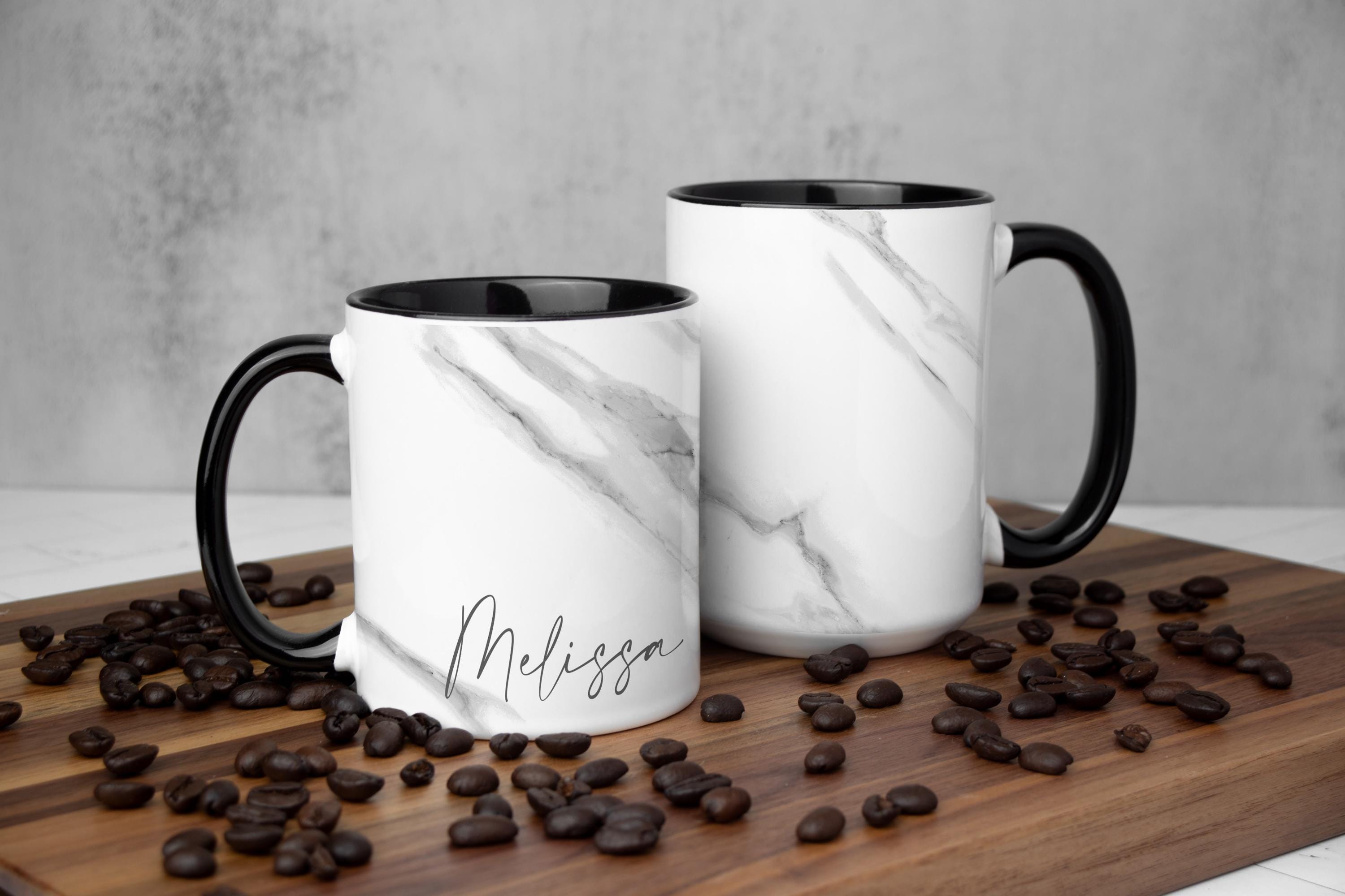 Personalized Marble-Effect Coffee Mug: Custom Name Ceramic Drinkware