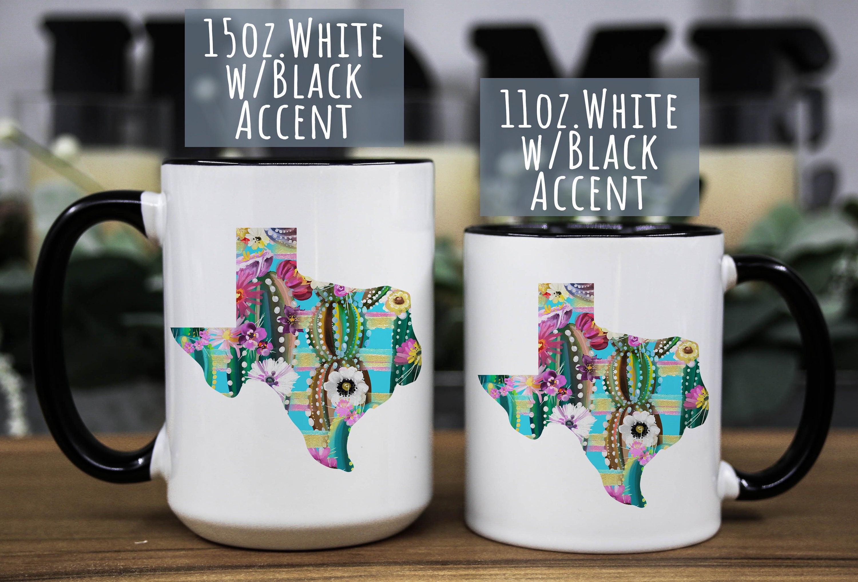 Texas Cactus Floral Coffee Mug: State Pride Gift